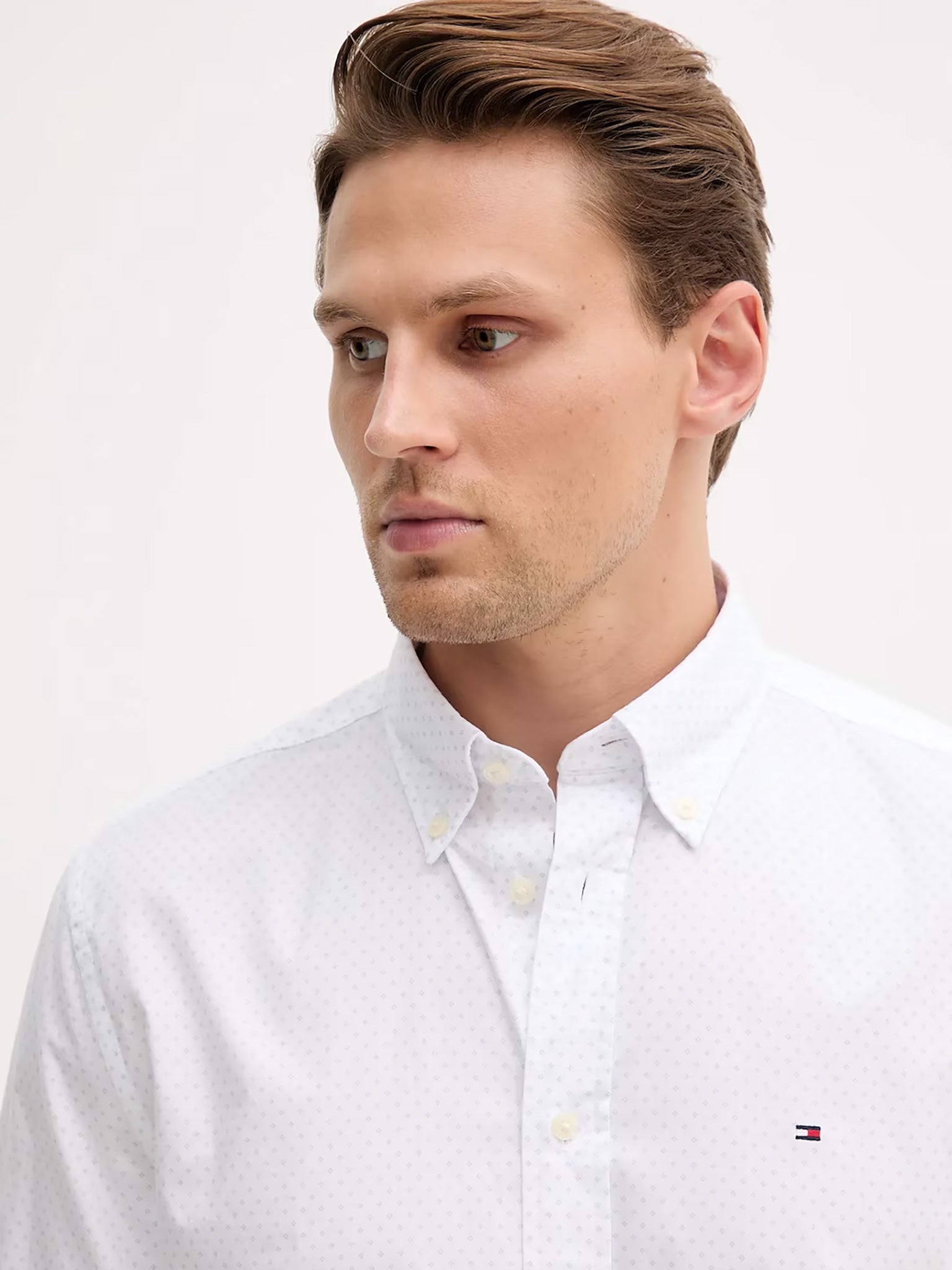 Ανδρικό πουκάμισο μικροσχέδιο FLEX POPLIN FAKE SOLID RF SHIRT MW0MW394370K4 | MW0MW394370K4