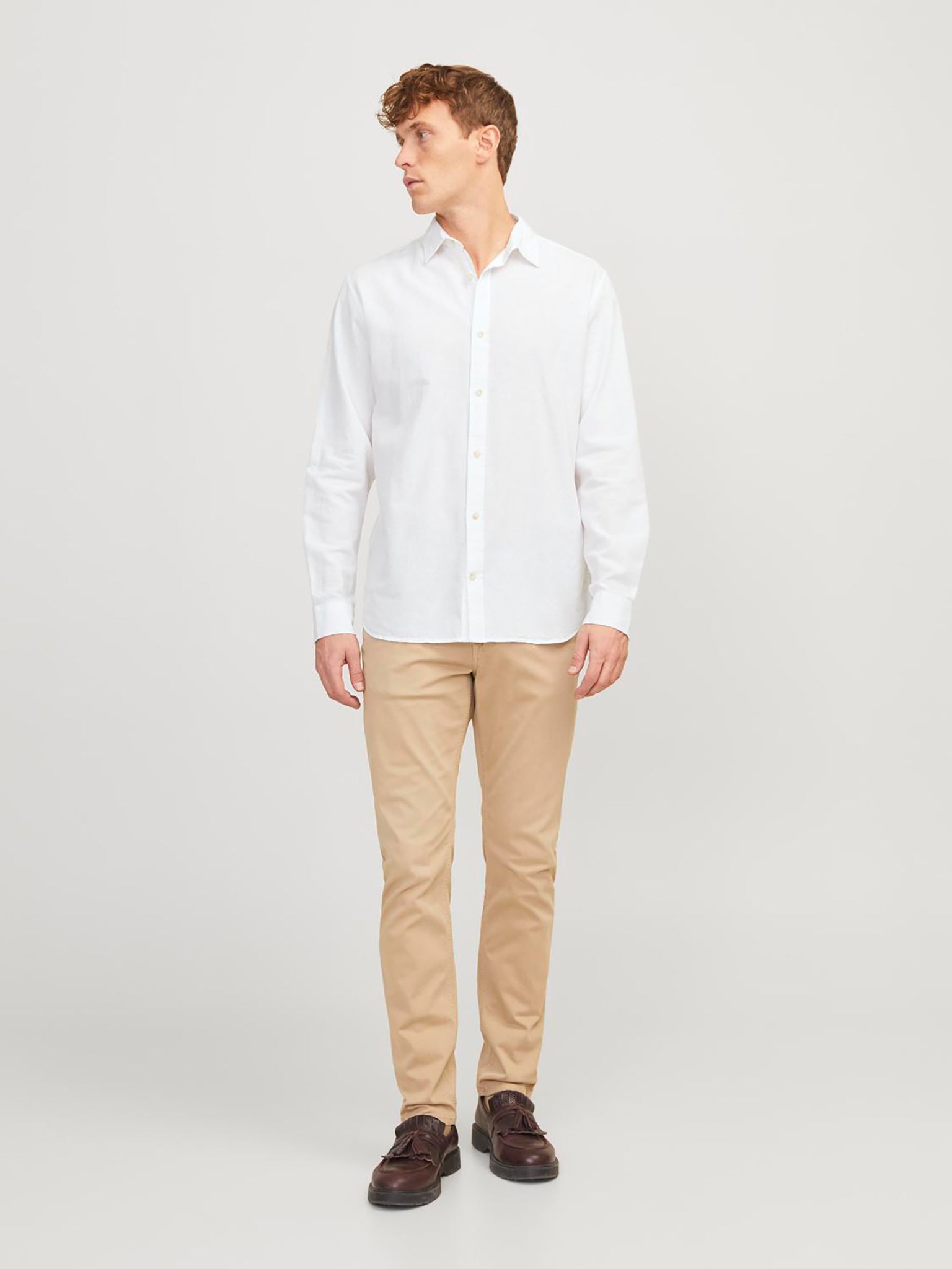 Ανδρικό πουκάμισο λινό JJESUMMER LINEN BLEND SHIRT LS SN 12248384 | 12248384