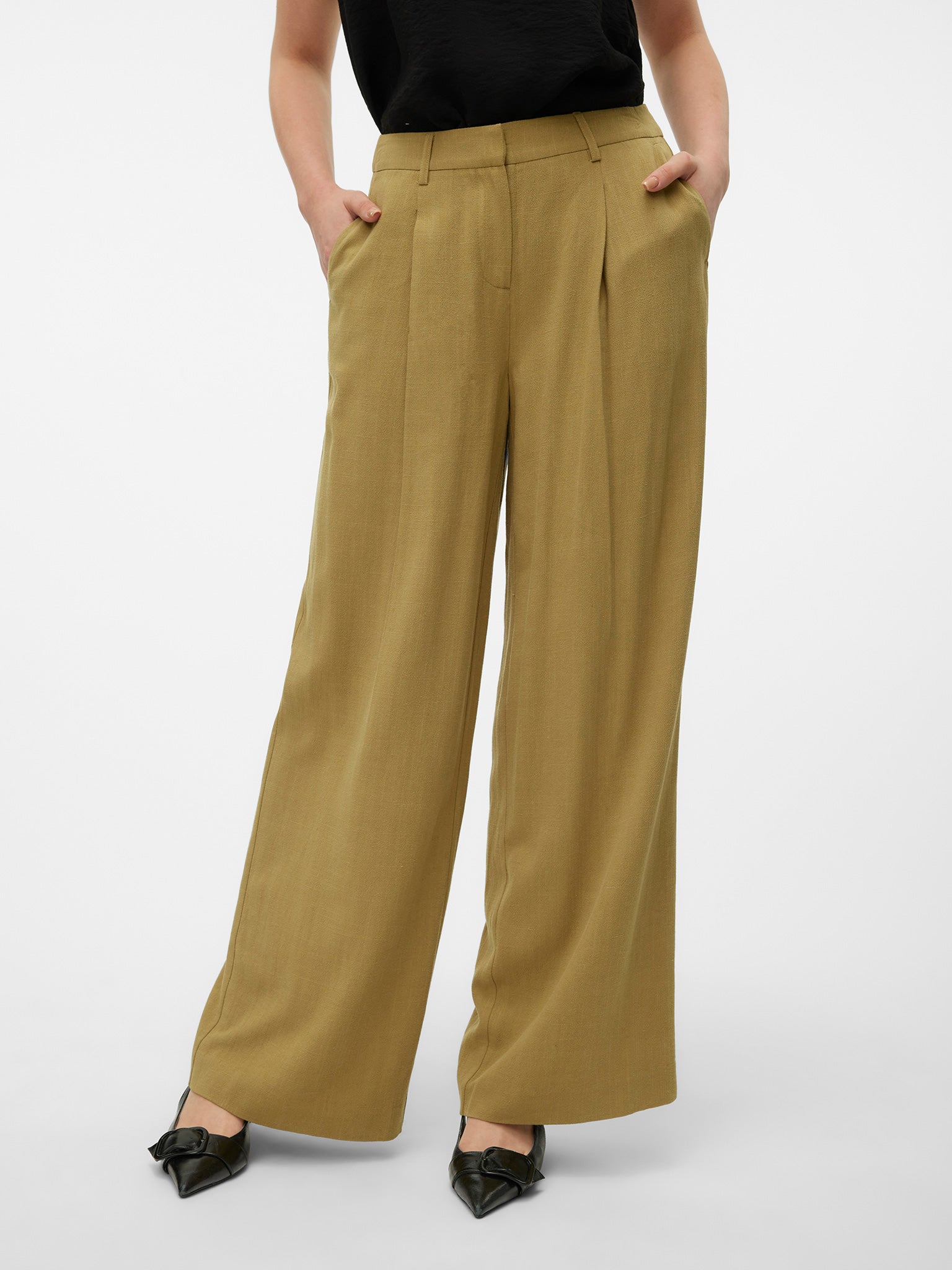 Γυναικεία παντελόνα λινή VMLANI MW WIDE PLEAT PANT 10322108 | 10322108