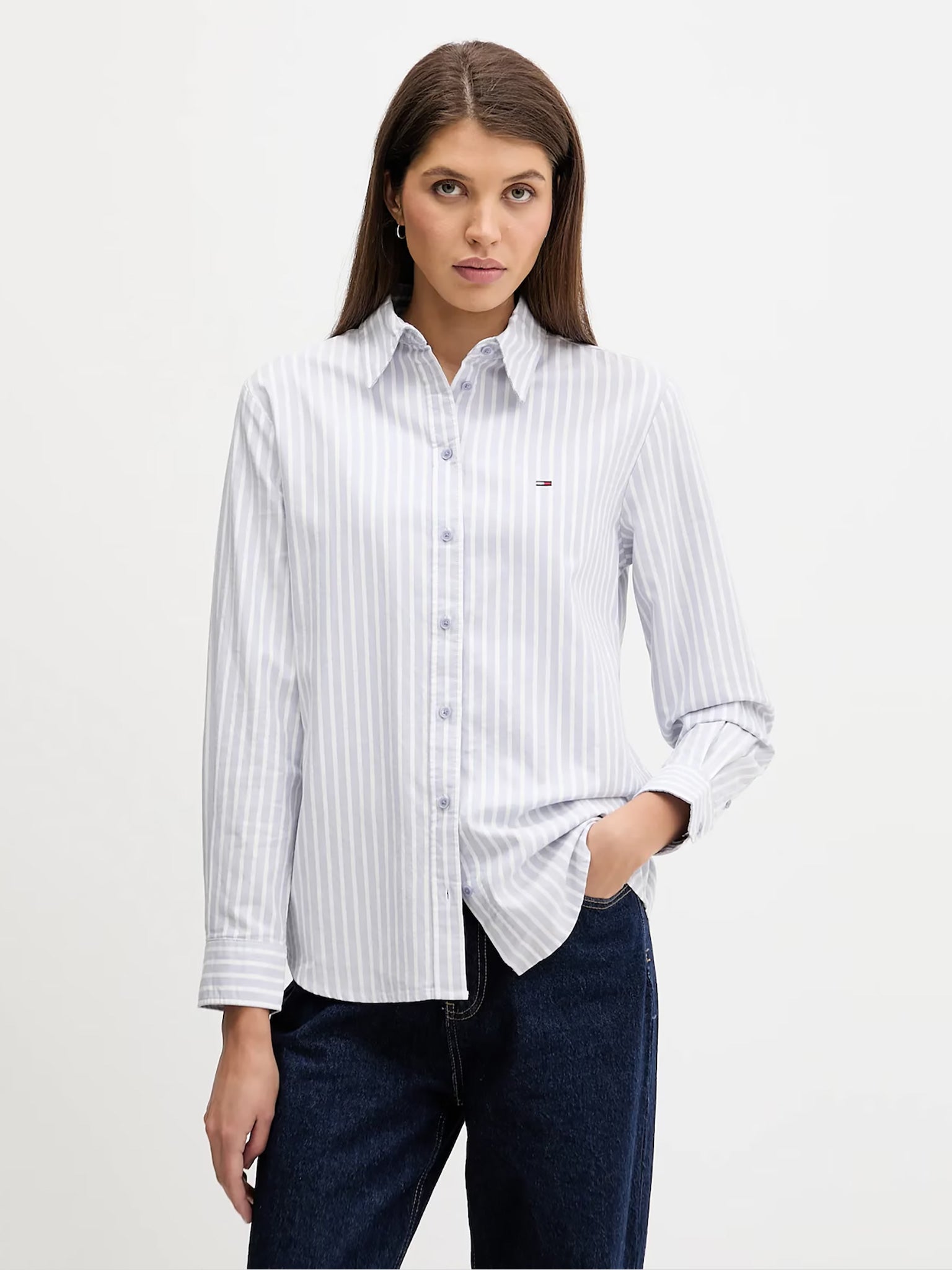 Γυναικείο πουκάμισο με ρίγα TJW REG OXFORD SHIRT DW0DW19890C5U | DW0DW19890C5U