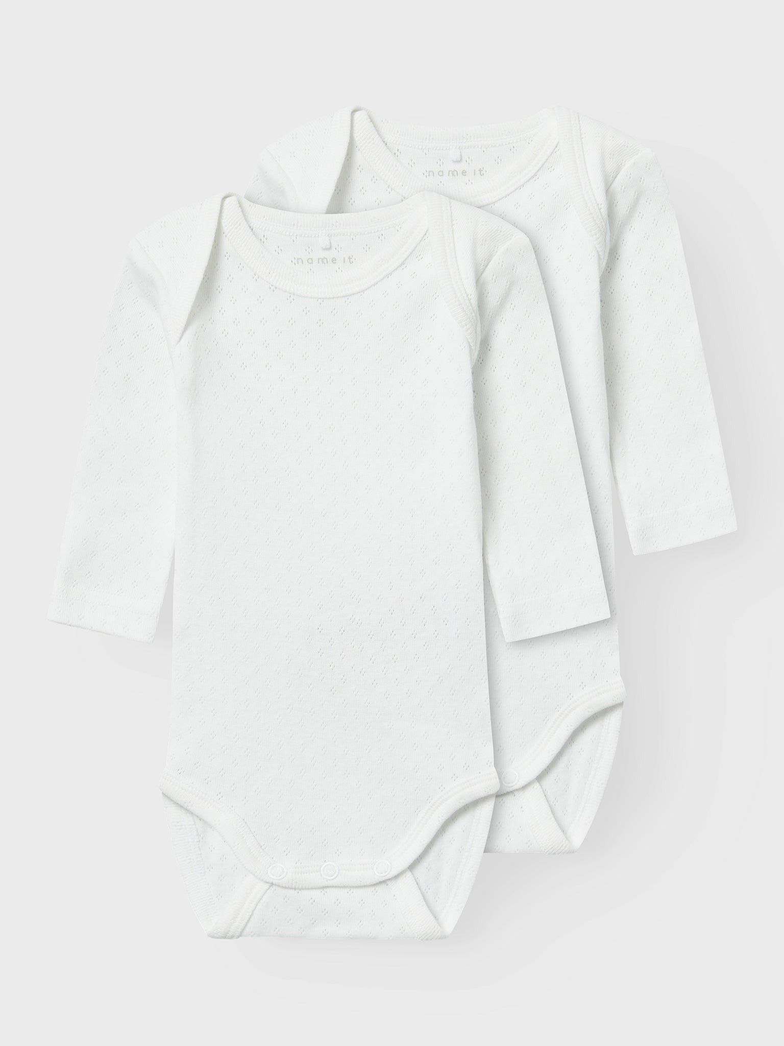 Βρεφικά κορμάκια σετ 2 τεμ unisex NBFBODY 2P LS WHITE NEEDLEDROP NOOS 13222505 | 13222505