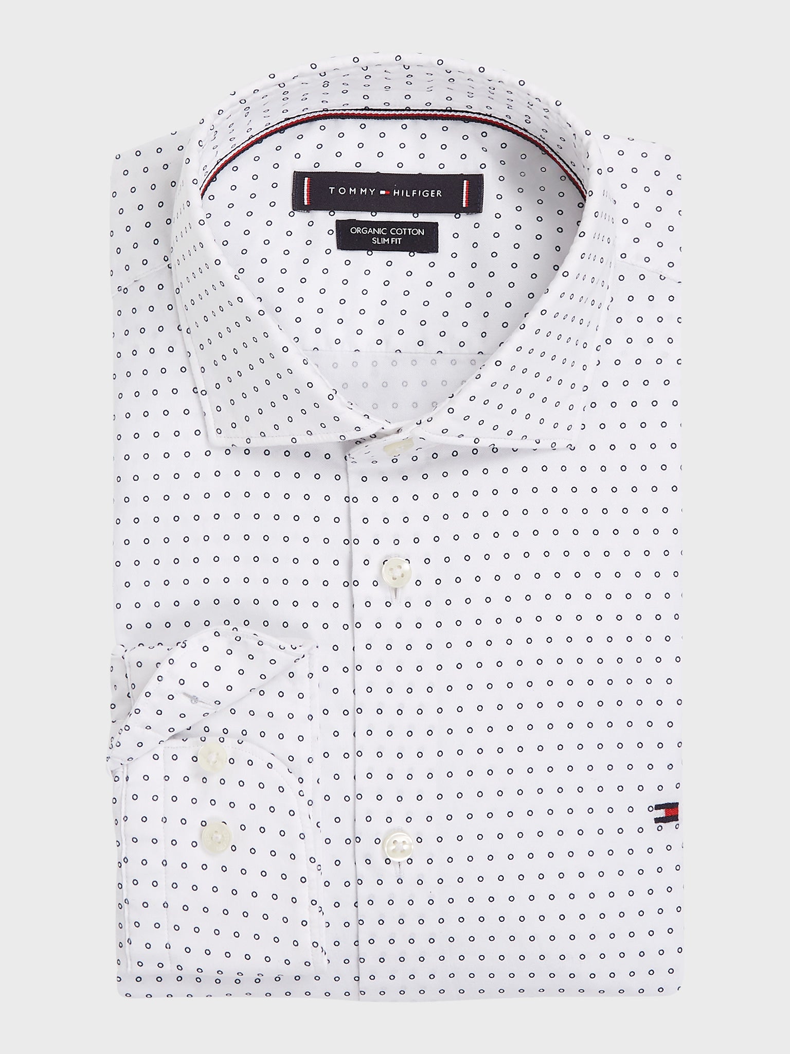 Ανδρικό πουκάμισο με μικροσχέδιο CL-W OXF CIRCLE PRINT SHIRT SF MW0MW34649YCF | MW0MW34649YCF
