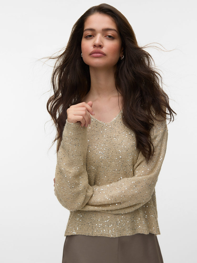 Γυναικεία μπλούζα πλεκτή VMNEWLEILANI LS V-NECK PULLOVER 10352581 | 10352581