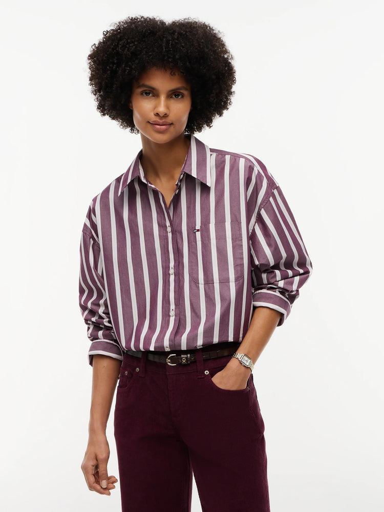 Γυναικείο πουκάμισο ριγέ TJW OVS ESSENTIAL SHIRT EXT DW0DW233400EG | DW0DW233400EG