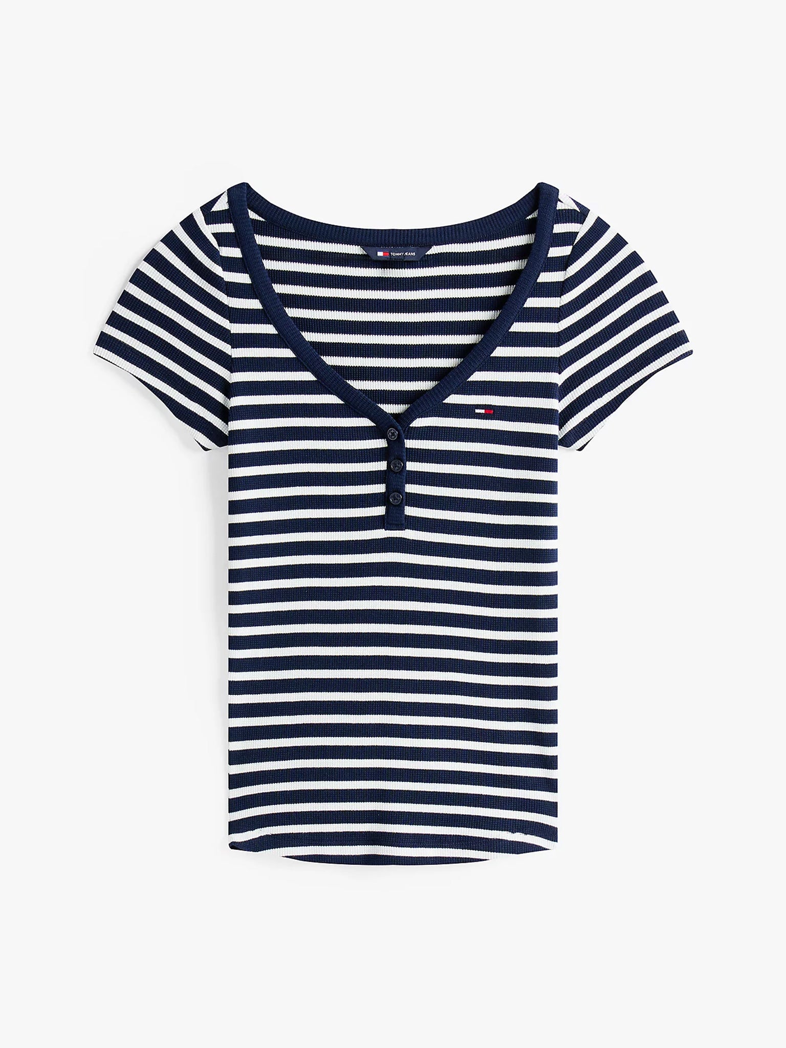 Γυναικείο t-shirt ριγέ TJW SLIM HENLEY WAFFLE SS DW0DW209020A6 | DW0DW209020A6