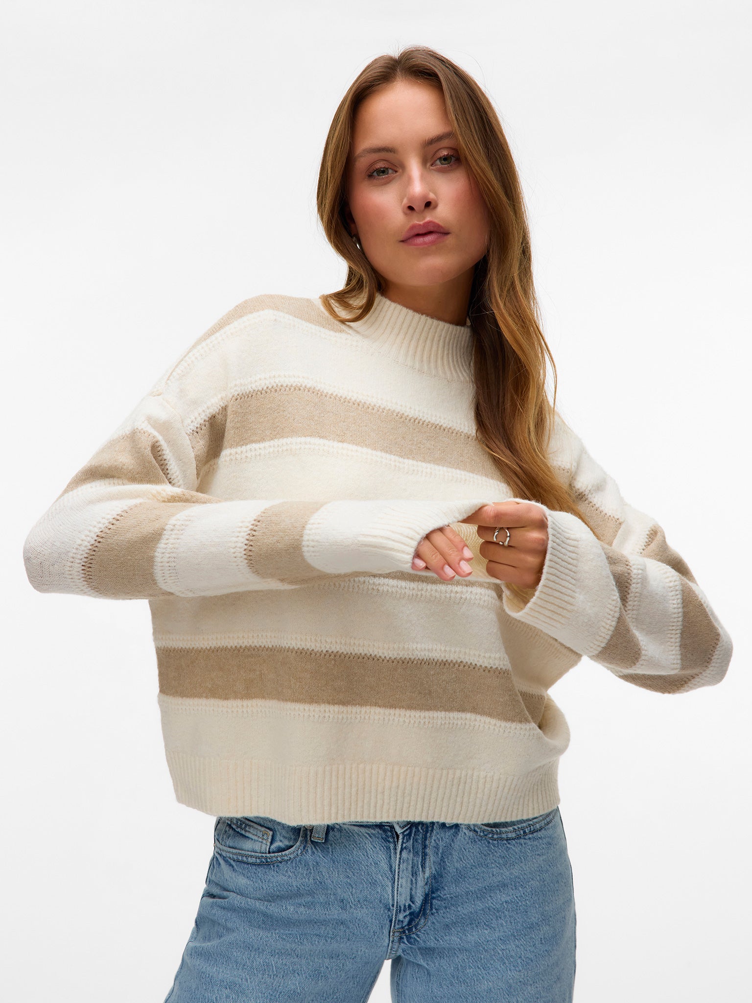 Γυναικεία μπλούζα πλεκτή VMINEZ LS HIGHNECK SHORT PULLOVER 10331538 | 10331538
