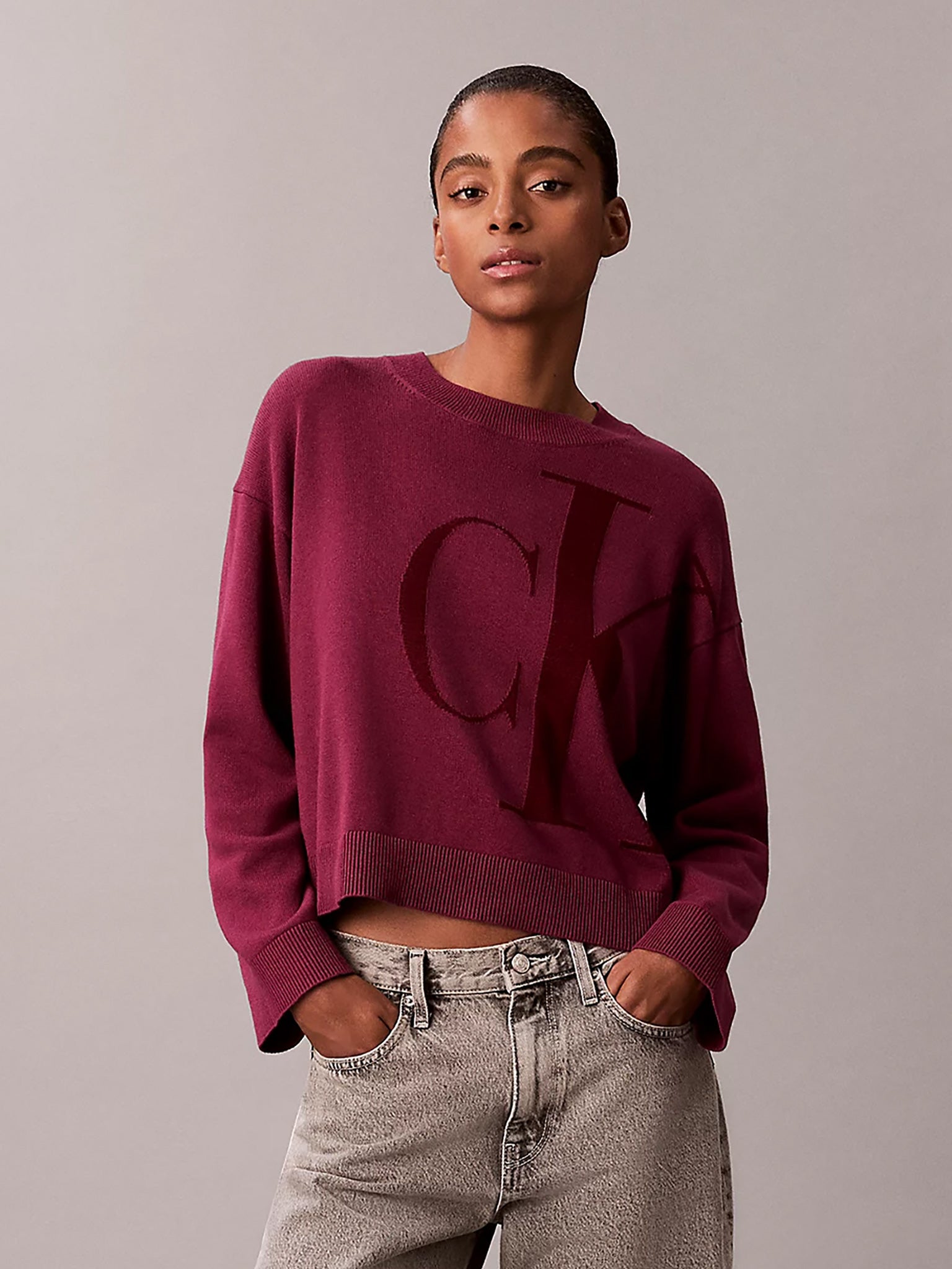 Γυναικεία μπλούζα πλεκτή Long Sleeve Smooth Cotton CK LV047E304G2E5 | LV047E304G2E5