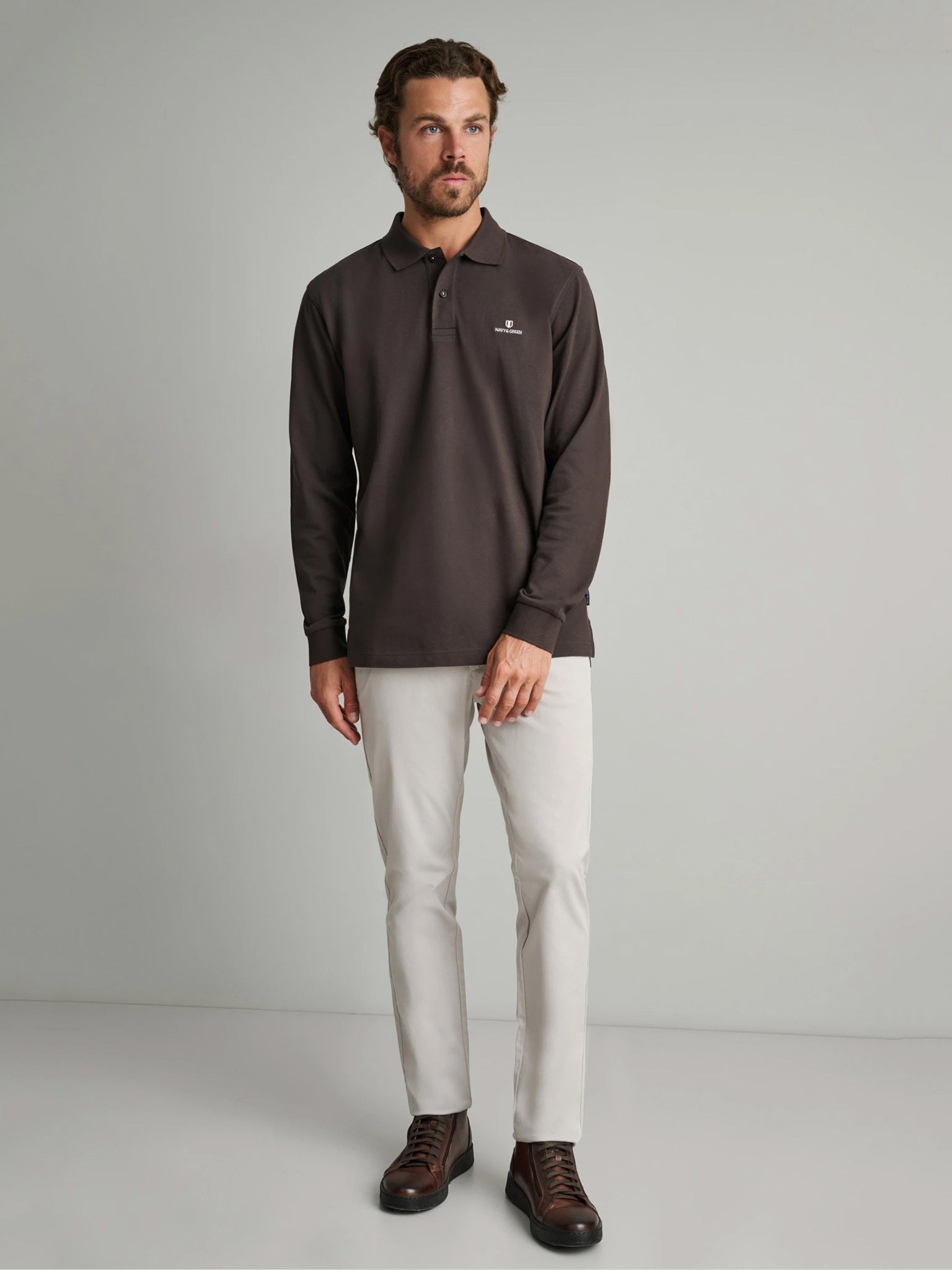 Ανδρική μπλούζα polo bitter chocolate 24GE.500.8 | 24GE.500.8