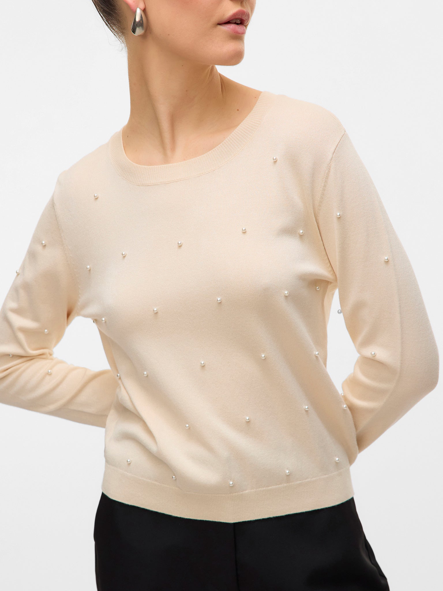 Γυναικεία μπλούζα πέρλες VMGLORY PEARL LS O-NECK PULLOVER 10331386 | 10331386