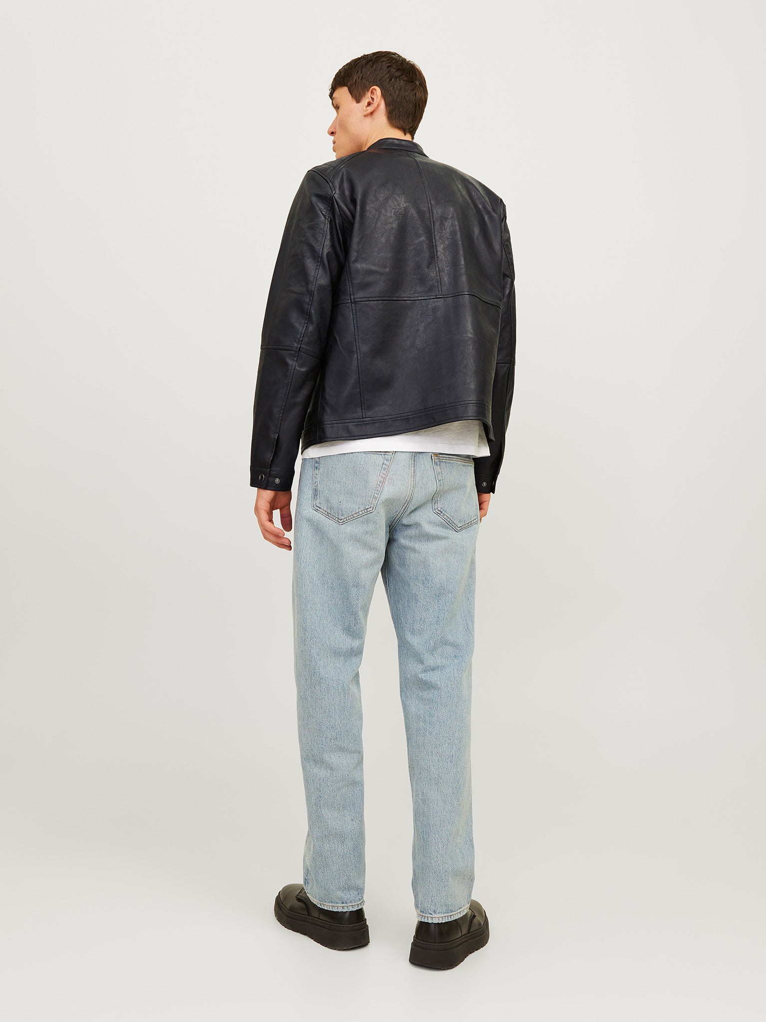 Ανδρικό μπουφάν δερματίνη JJEDYLAN PU BIKER JACKET NOOS 12261196 | 12261196