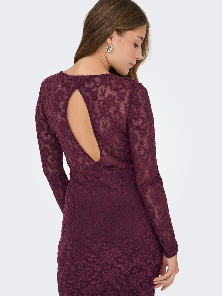 Γυναικείο φόρεμα με διαφάνεια ONLBLAISE L/S O-NECK DRESS JRS 15356156 | 15356156