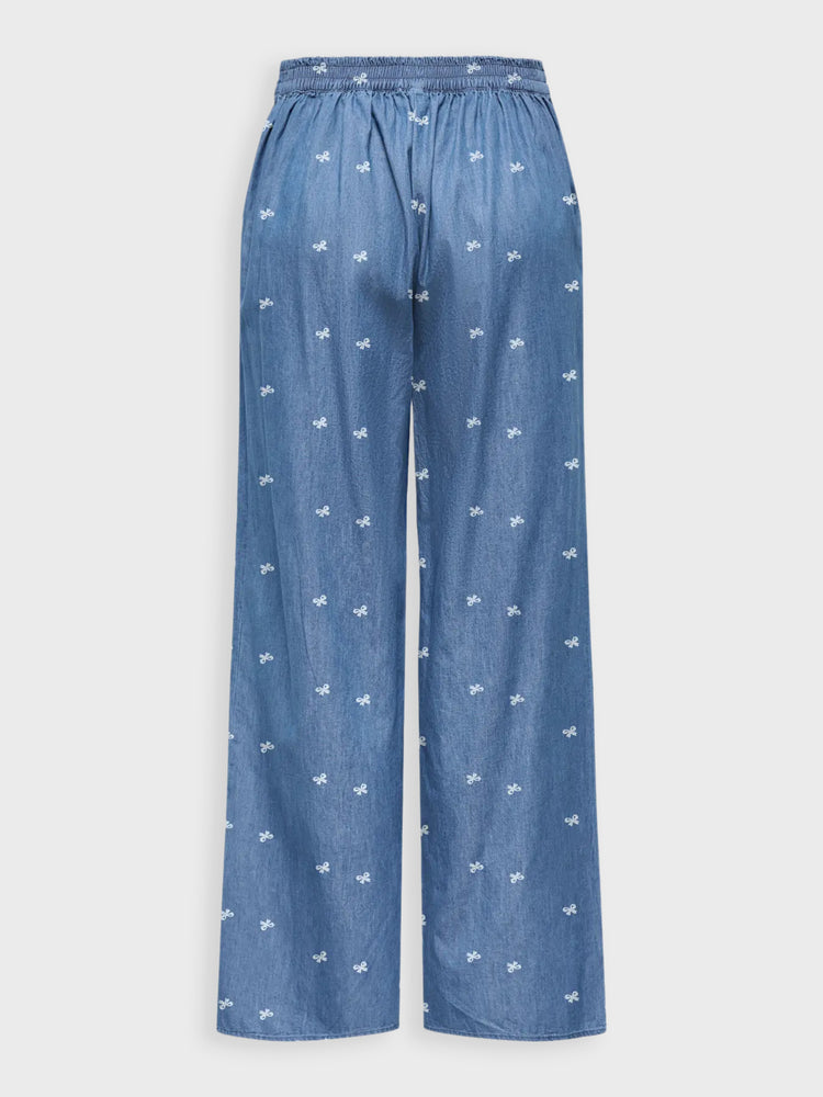 Γυναικείο παντελόνι σταμπωτό medium blue ONLNOVA AZURE PALAZ PANT WVN 15370331 | 15370331