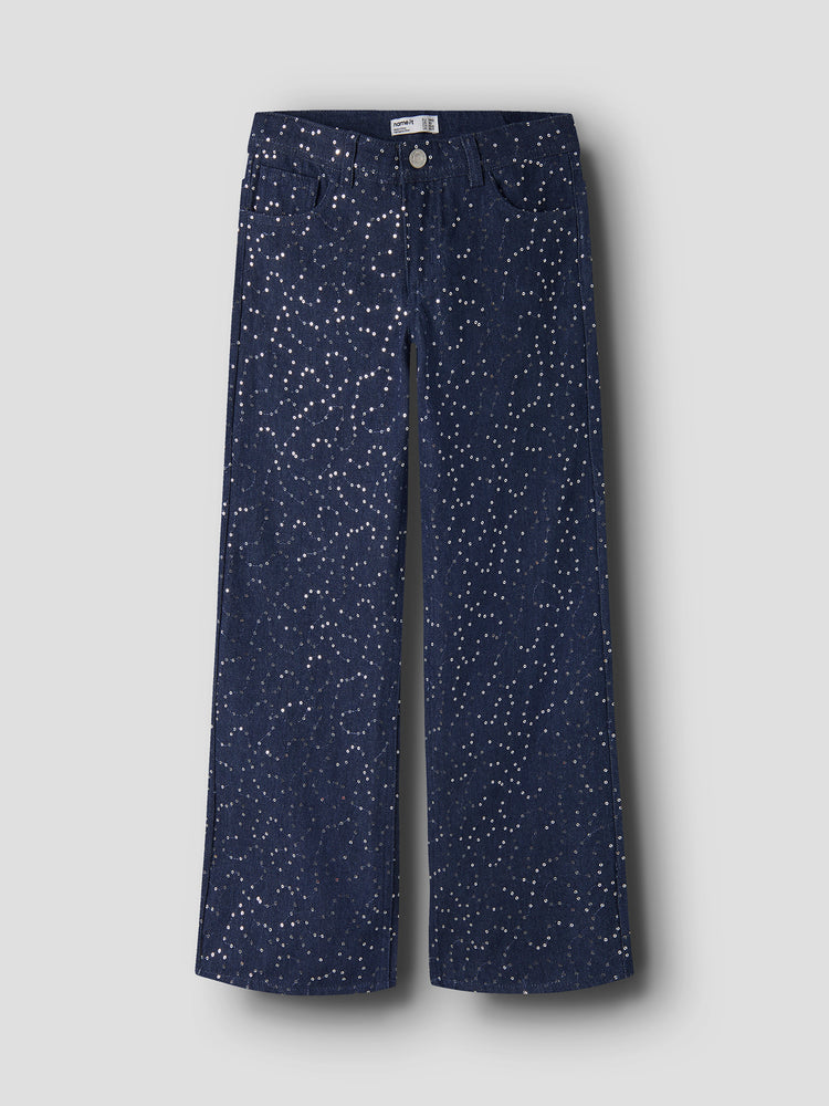 Εφηβικό παντελόνι τζιν με παγιέτα NKFROSE WIDE SEQUINS JEANS 4415-ZA | 13259549