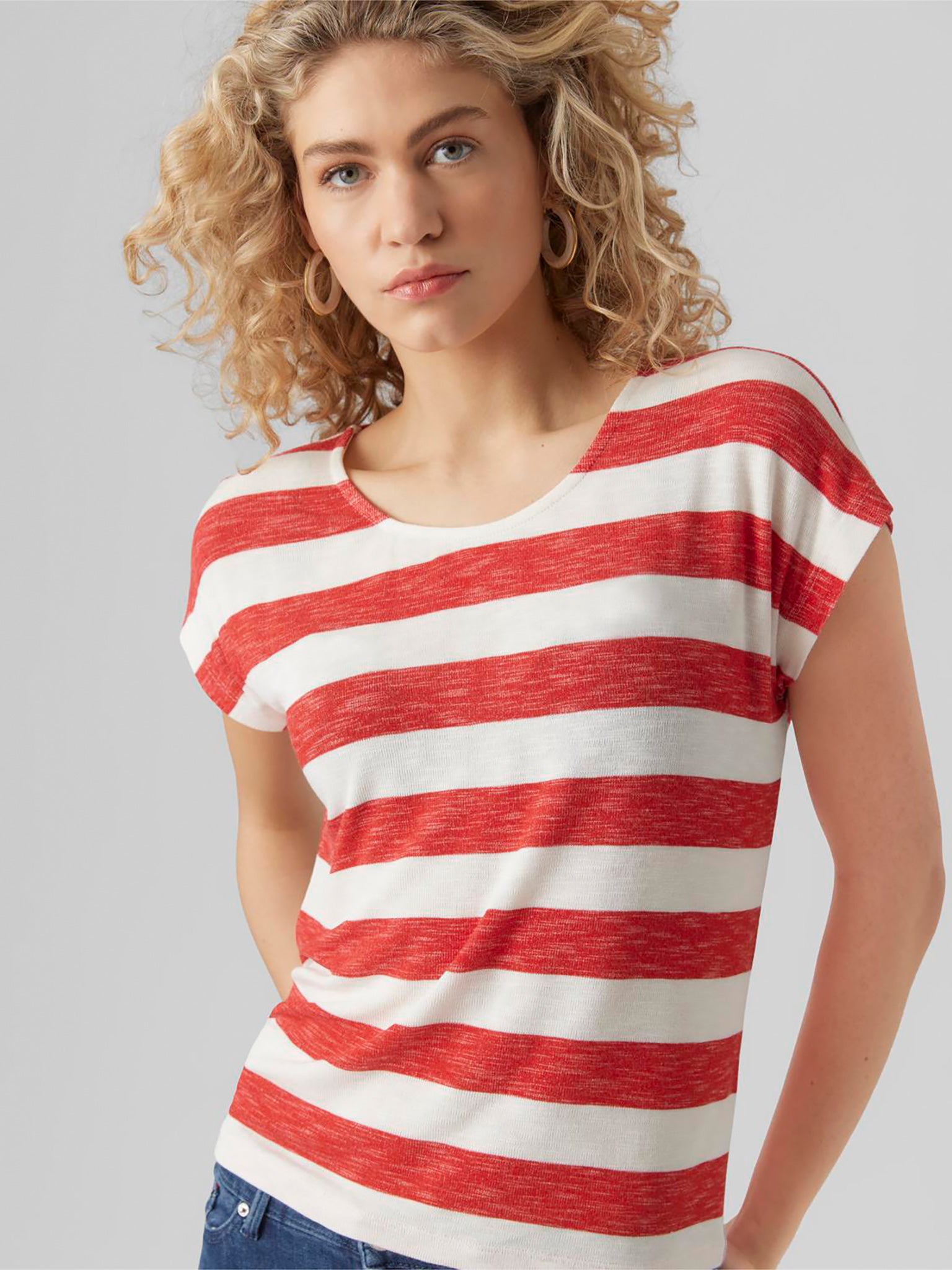 Γυναικεία μπλούζα ριγέ VMWIDE STRIPE S/L TOP GA NOOS 10284474 | 10284474