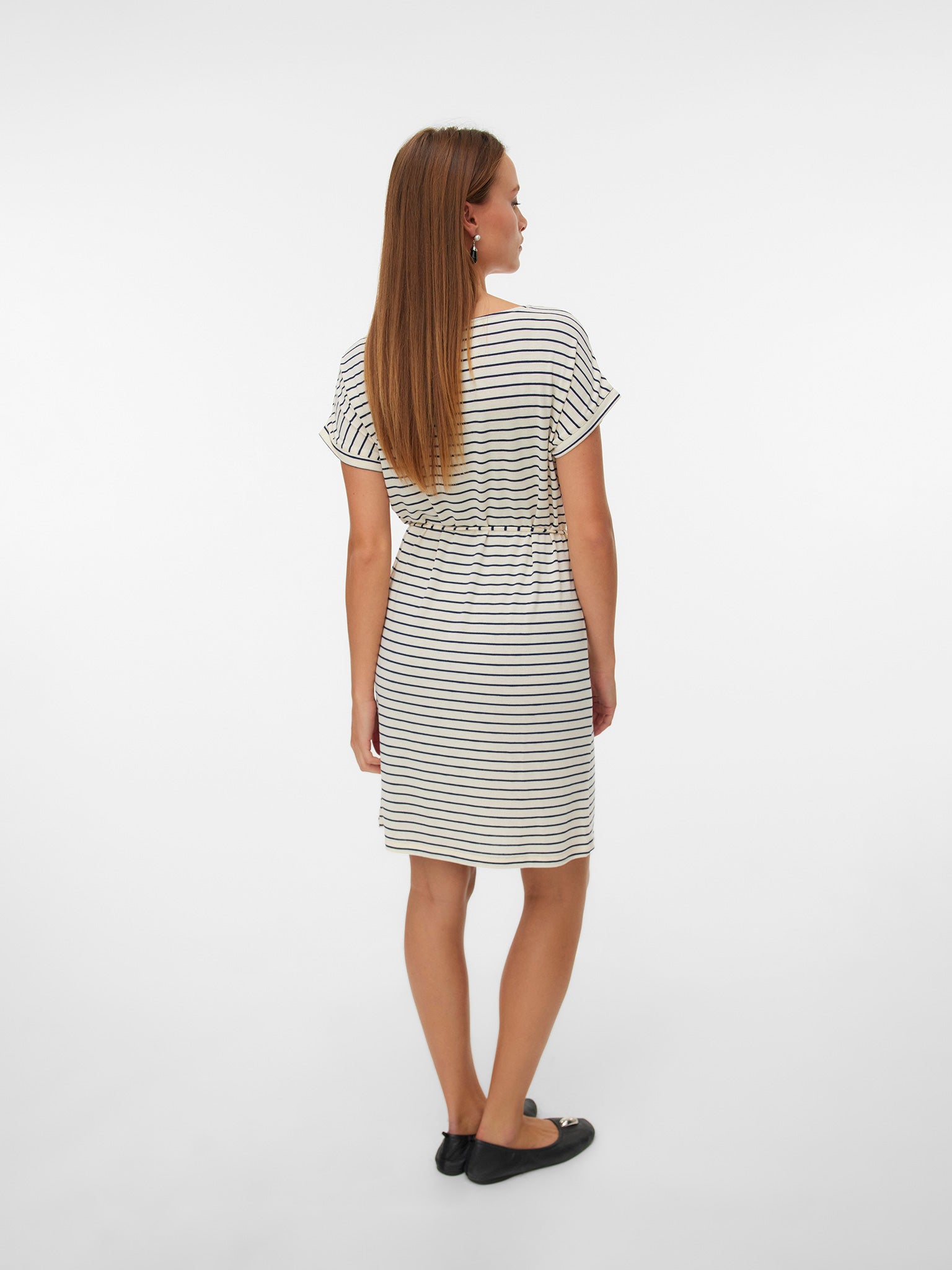 Γυναικείο φόρεμα ριγέ VMHOLLI SS BOAT-NECK SHORT DRESS 10339734 | 10339734