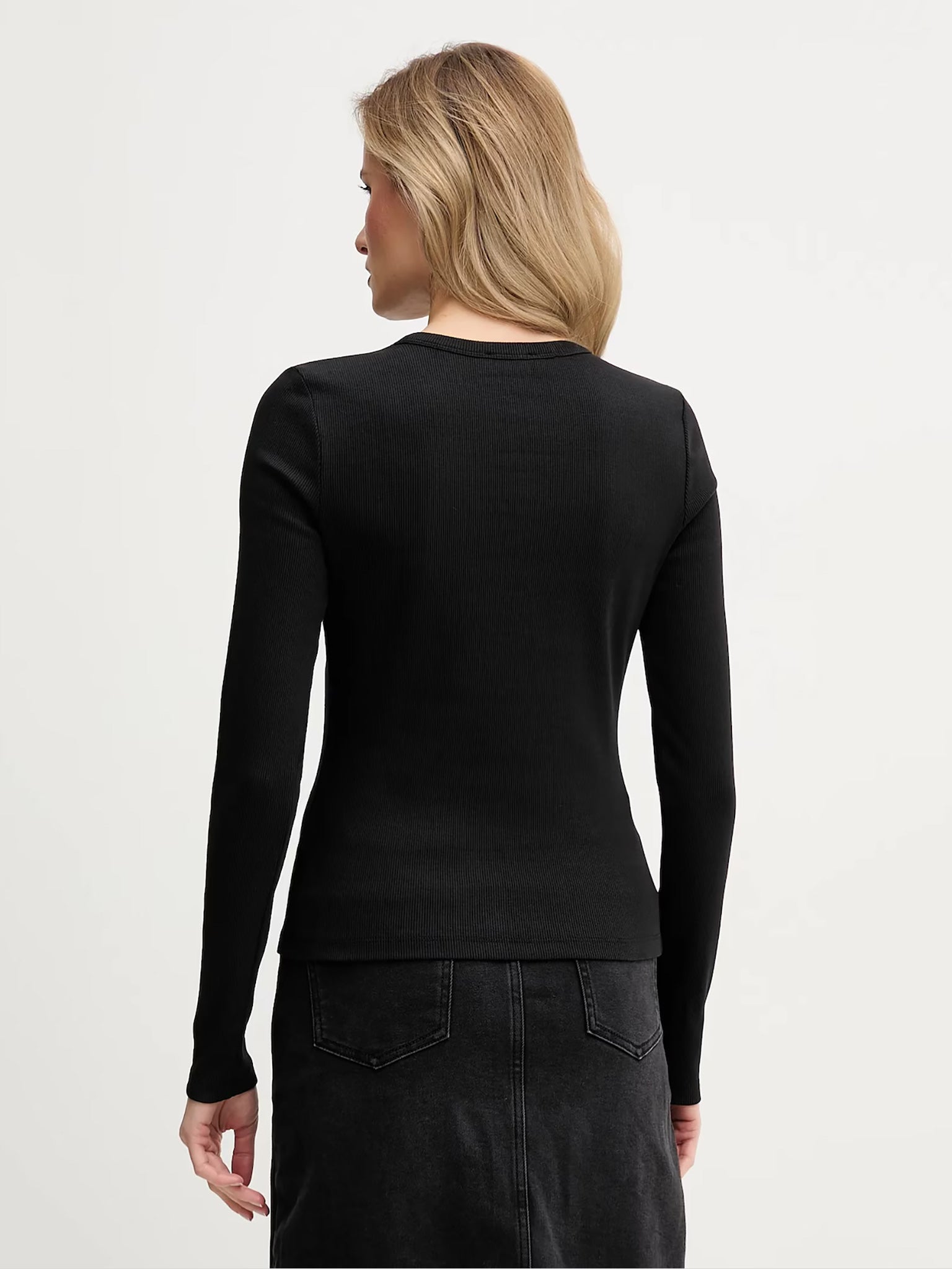 Γυναικεία μπλούζα ριπ LS WOVEN LABEL 2X2 RIB CREW TOP LV047E205GUB1 | LV047E205GUB1