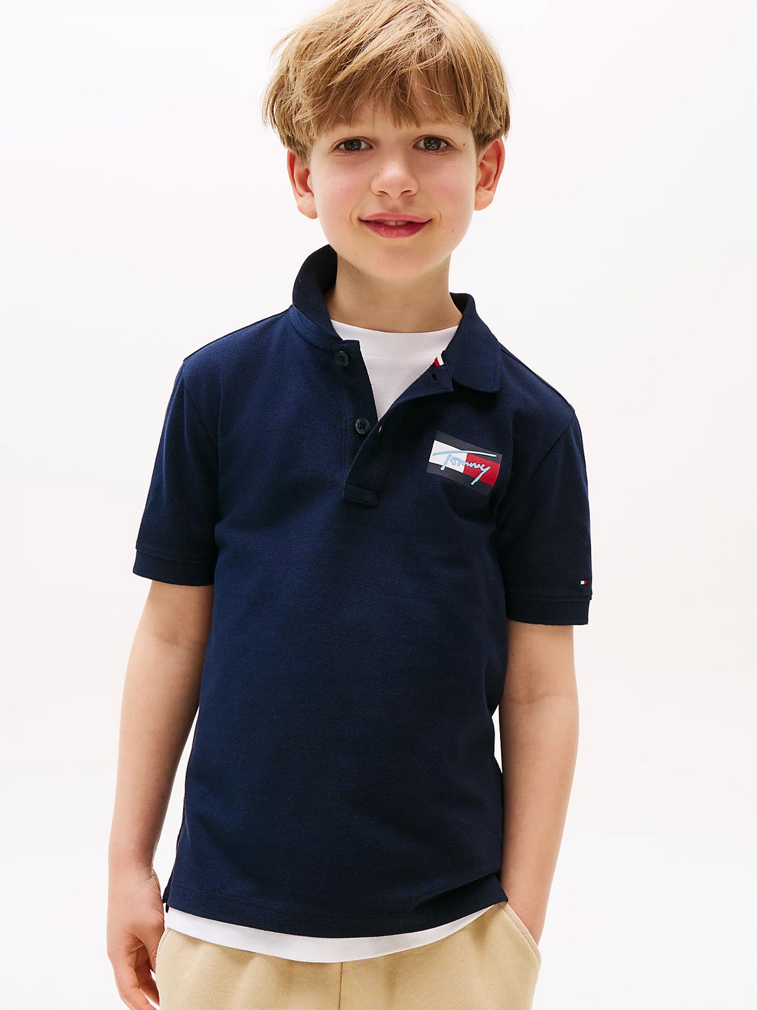 Παιδικό polo TOMMY SCRIPT FLAG POLO SS KB0KB09711C1G | KB0KB09711C1G