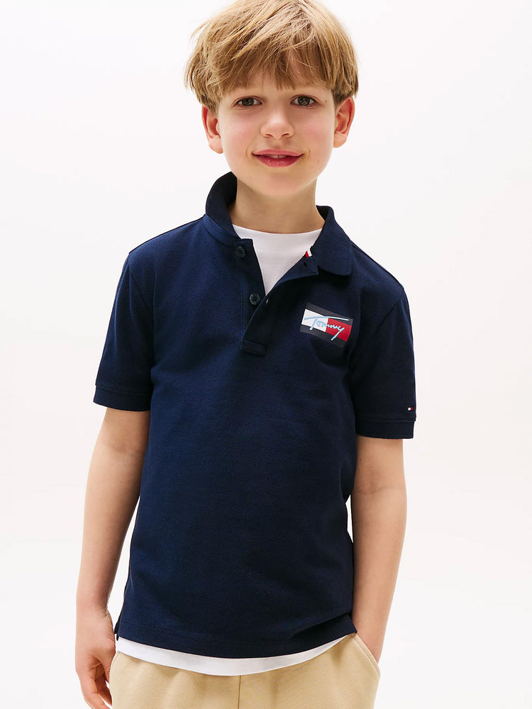 Παιδικό polo TOMMY SCRIPT FLAG POLO SS KB0KB09711C1G | KB0KB09711C1G