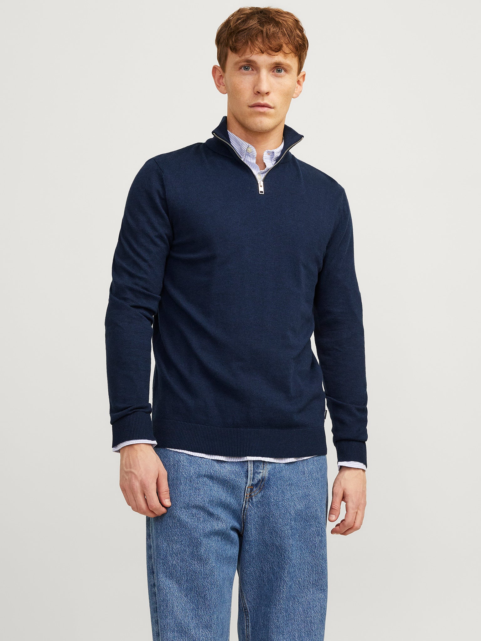 Ανδρική μπλούζα πλεκτή JJEEMIL KNIT HALF ZIP NOOS 12189339 | 12189339