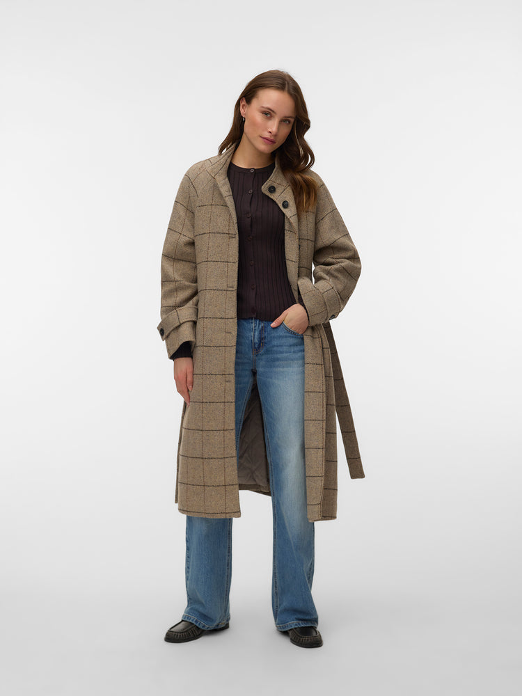 Γυναικείο παλτό μακρύ VMGEMMA LONG WOOL BLEND CHECK COAT 10351004 | 10351004