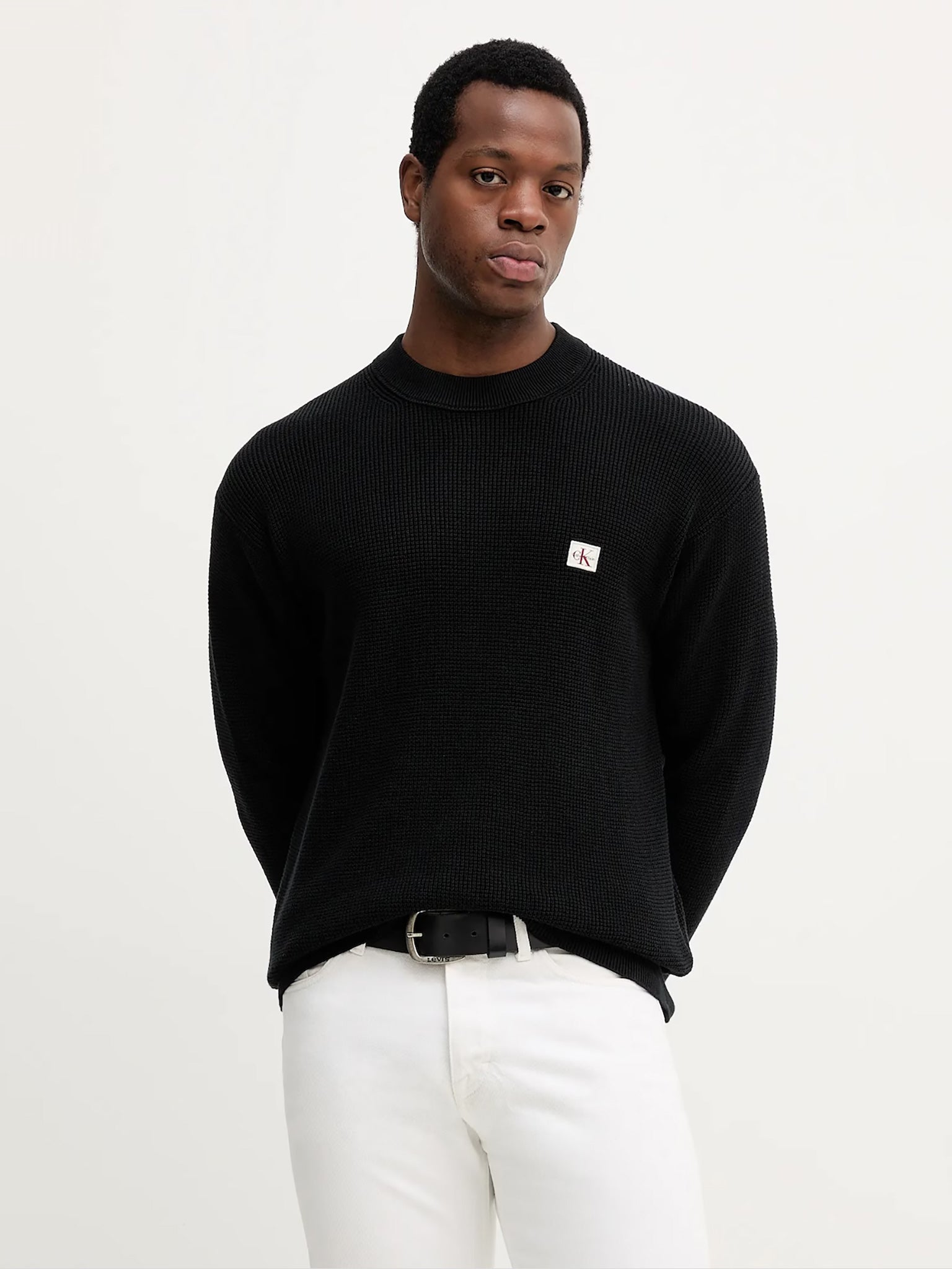 Ανδρική μπλούζα πλεκτή LS EZ COTTON WAFFLE CRWNK SWTR LV04RD313GUB1 | LV04RD313GUB1