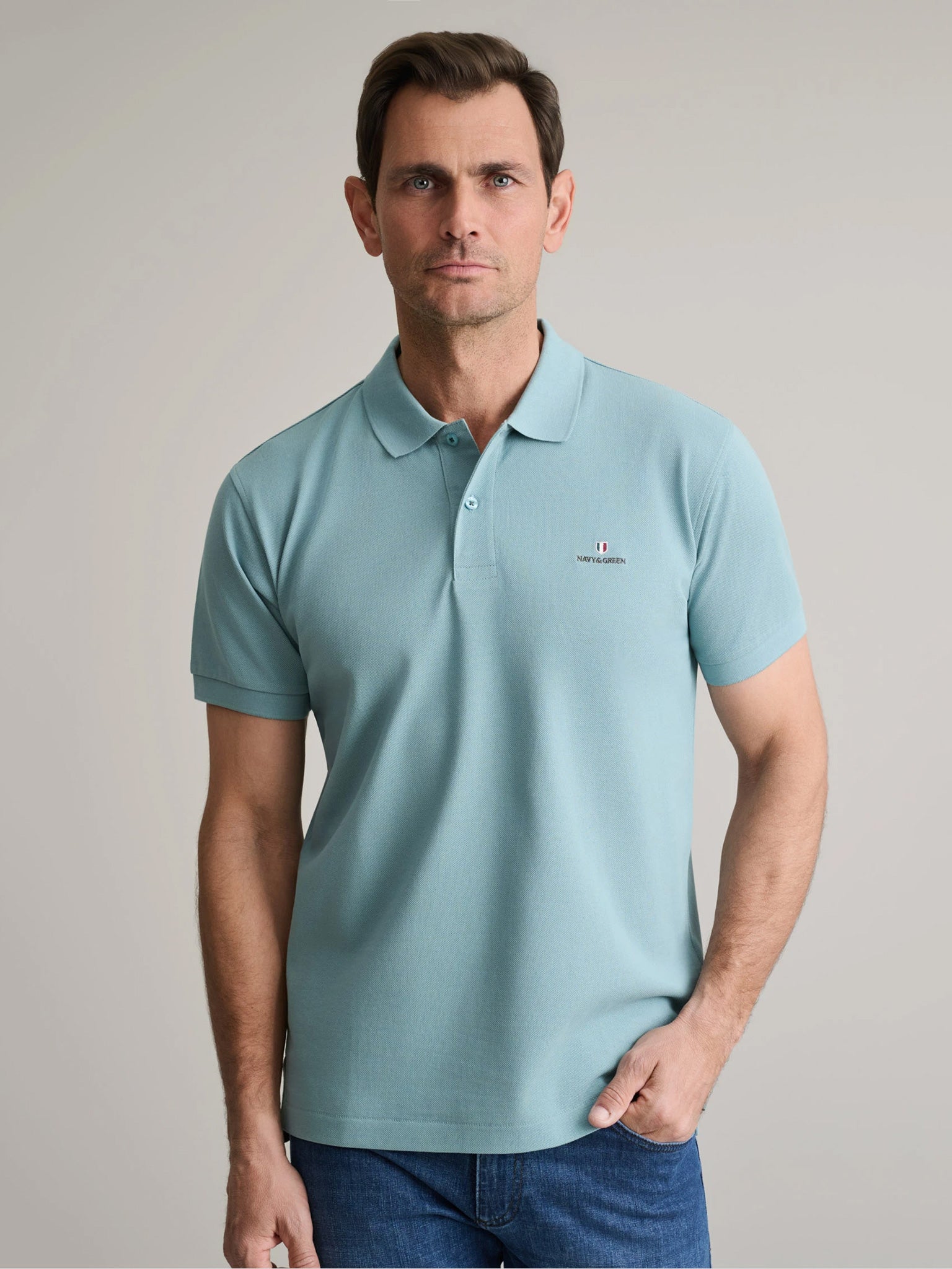 Ανδρικό polo dusty turquoise 24GE.300.9 | 24GE.300.9