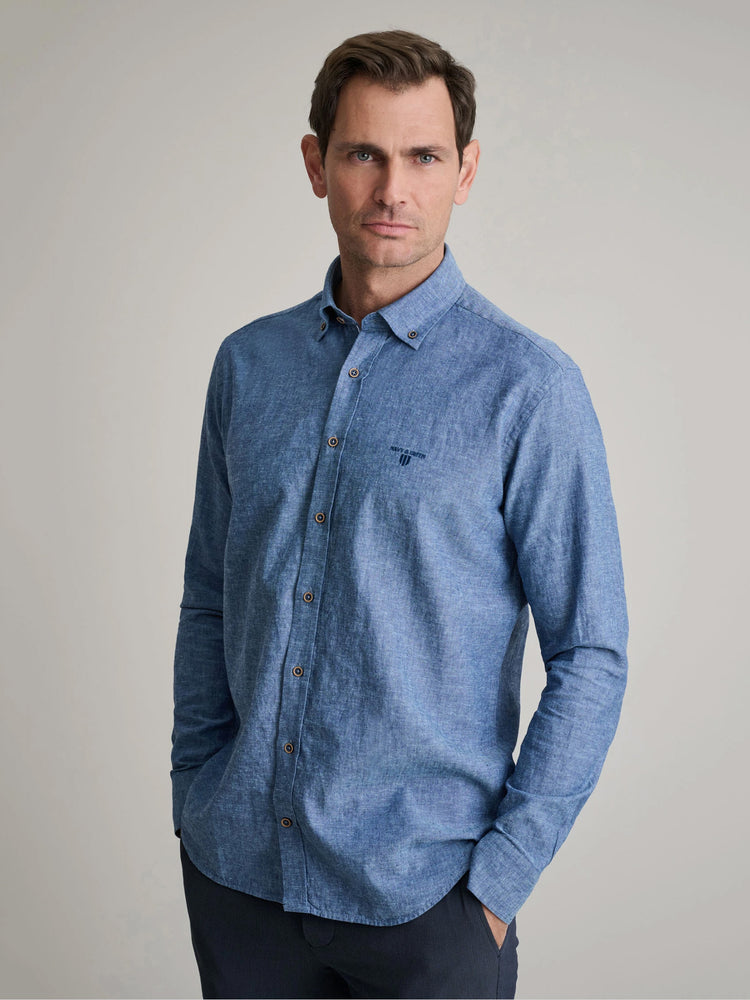 Ανδρικό πουκάμισο λινό moroccan blue | 24NG.CR105/1B.1