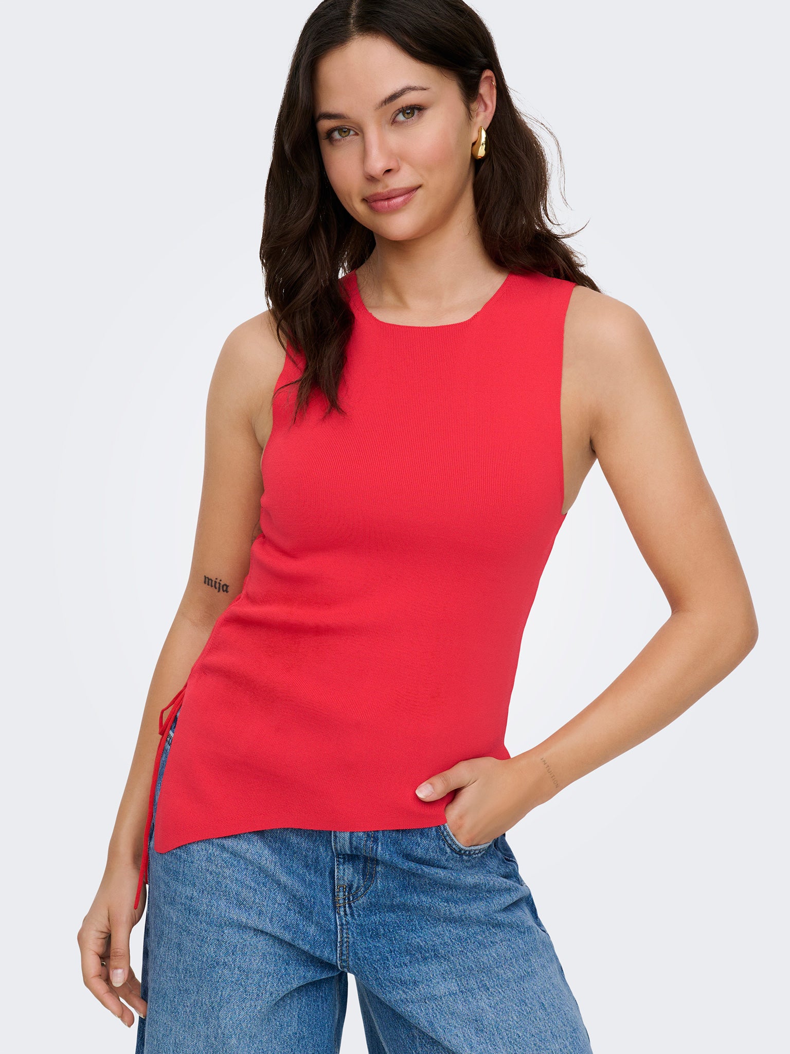 Γυναικεία μπλούζα πλεκτή ONLMILO SL O-NECK STRING TOP 15373285 | 15373285