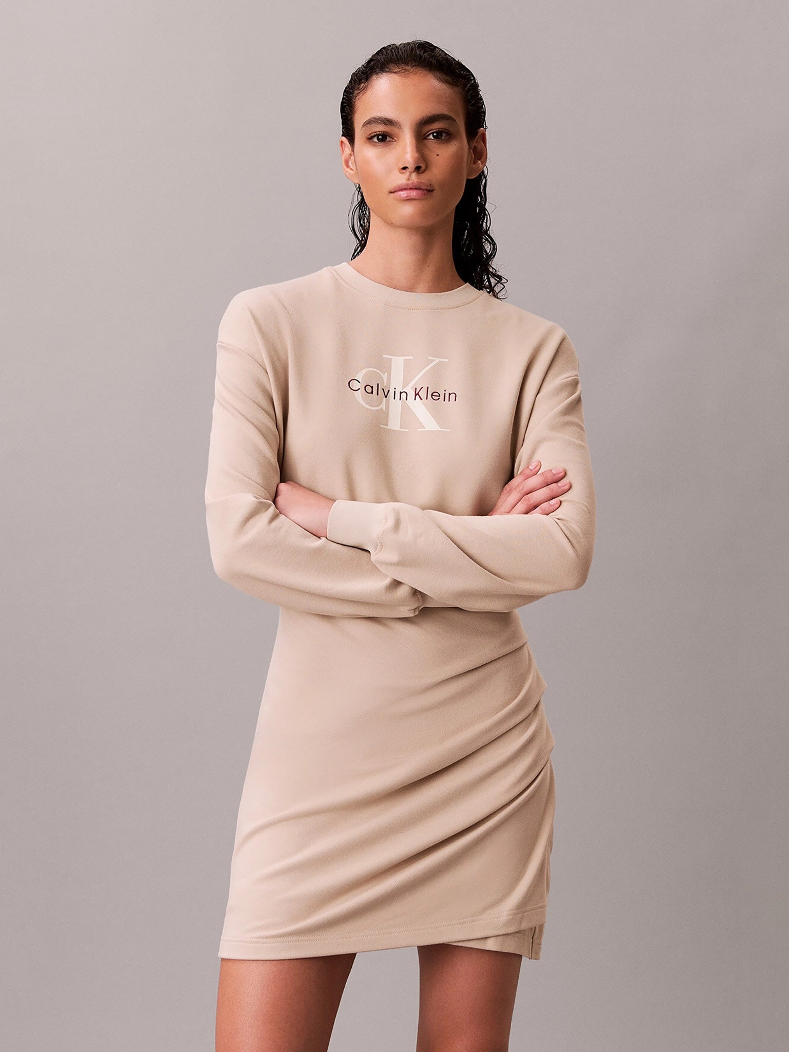 Γυναικείο φόρεμα φούτερ LS MONOLOGO TERRY CREW FASHION LV047E224G2F2 | LV047E224G2F2
