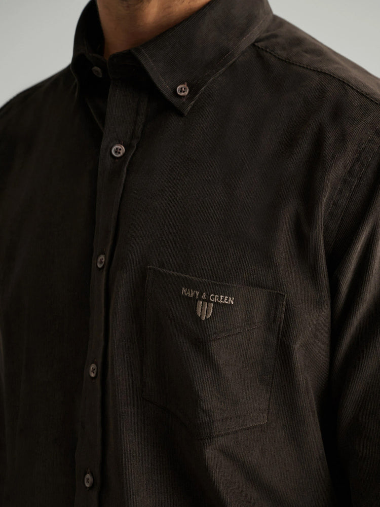 Ανδρικό πουκάμισο κοτλέ dark brown 24NG.SD146/1B.1 | 24NG.SD146/1B.1