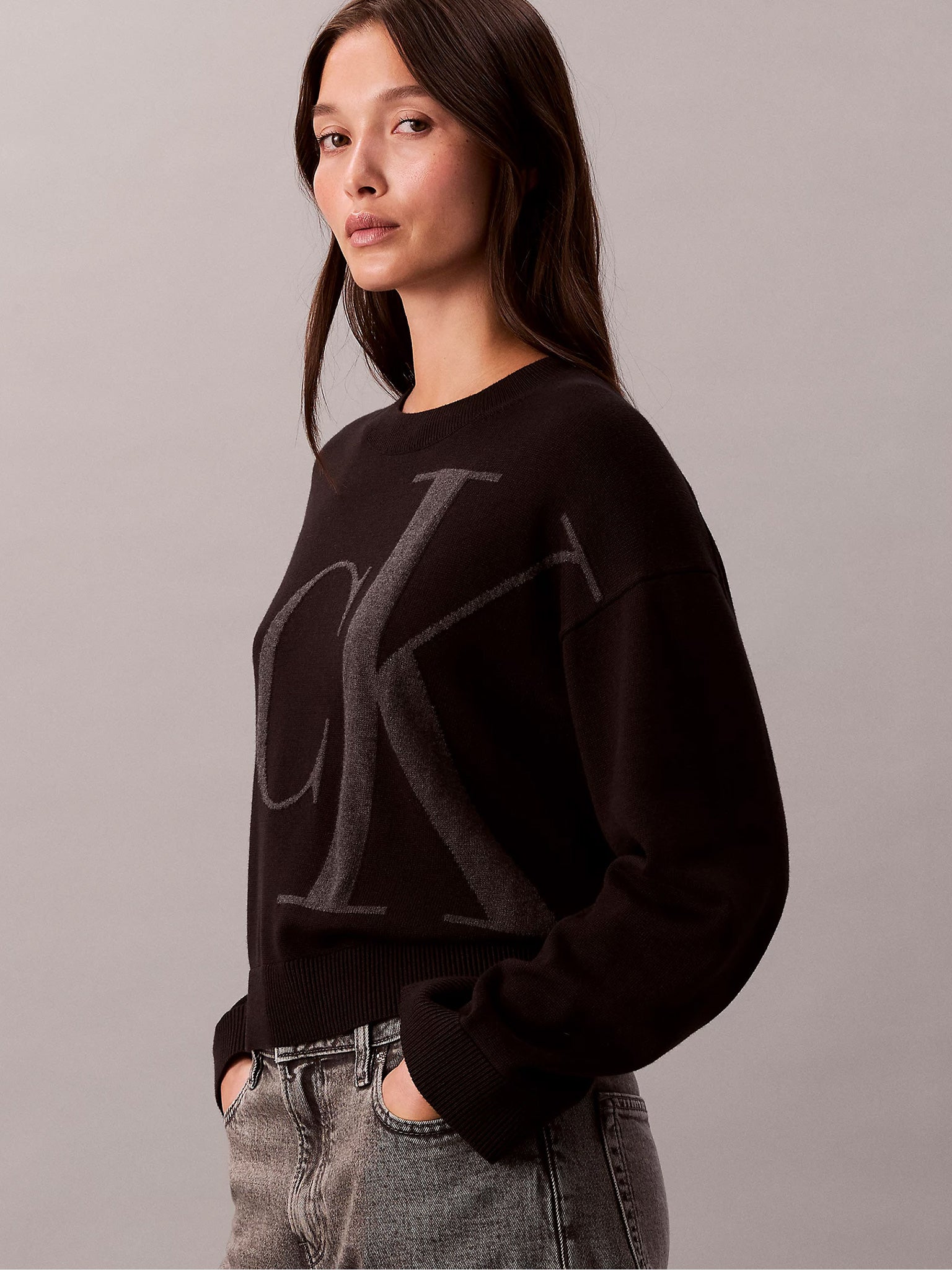 Γυναικεία μπλούζα πλεκτή Long Sleeve Smooth Cotton CK LV047E304GUB1 | LV047E304GUB1