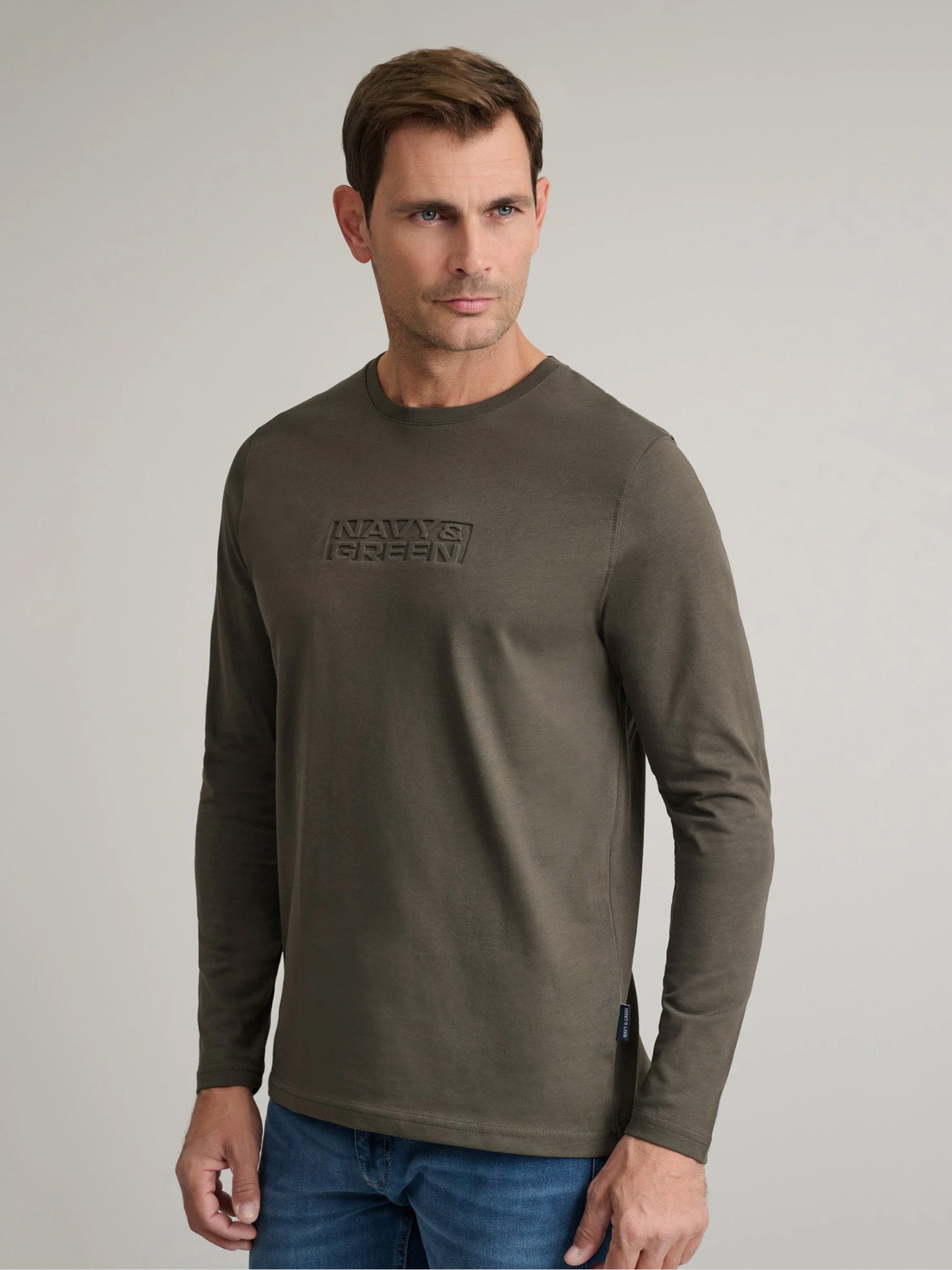 Ανδρική μπλούζα khaki 24TU.329/2P.1 | 24TU.329/2P.1