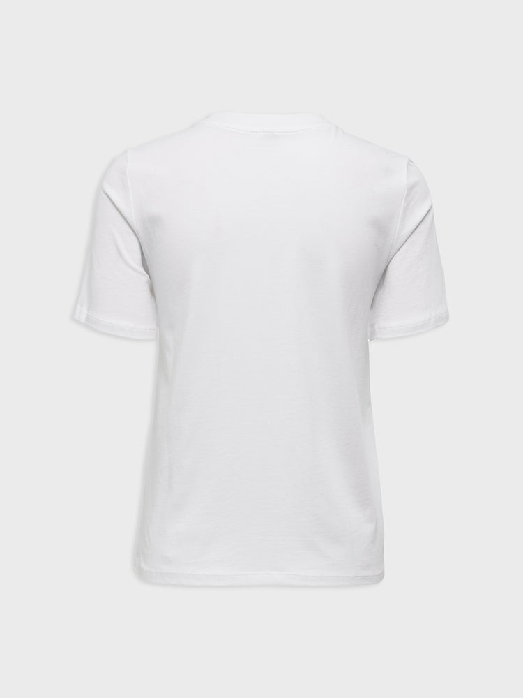 Γυναικείο t-shirt με στρας γιακά ONLCHERI LIFE S/S O-NECK CHAIN TOP JRS 15350116 | 15350116