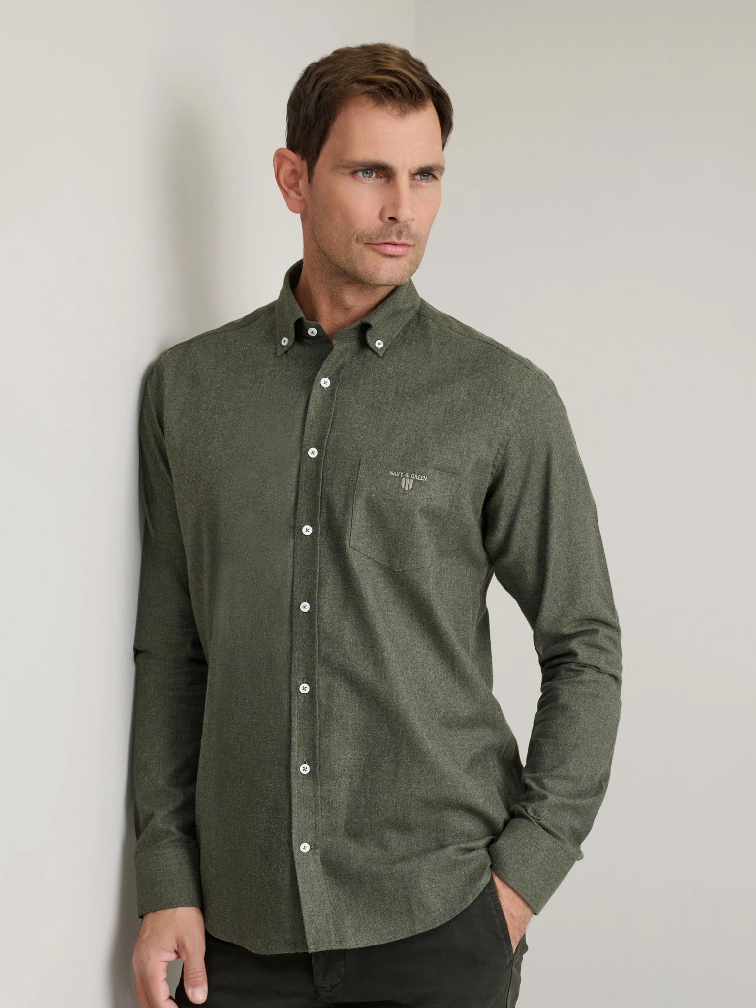 Ανδρικό πουκάμισο deep olive 24NG.CA269/1B | 24NG.CA269/1B