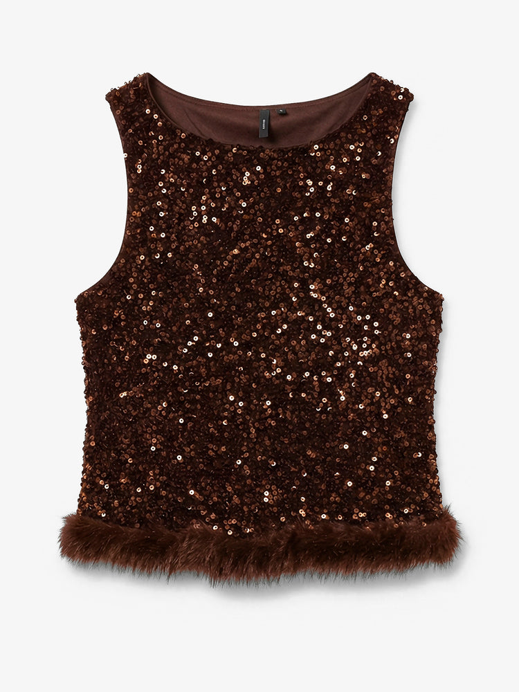 Γυναικείο μπλούζα VMBELLA SL BOATNECK FAUX FUR SQ TOP JRS 10352991 | 10352991