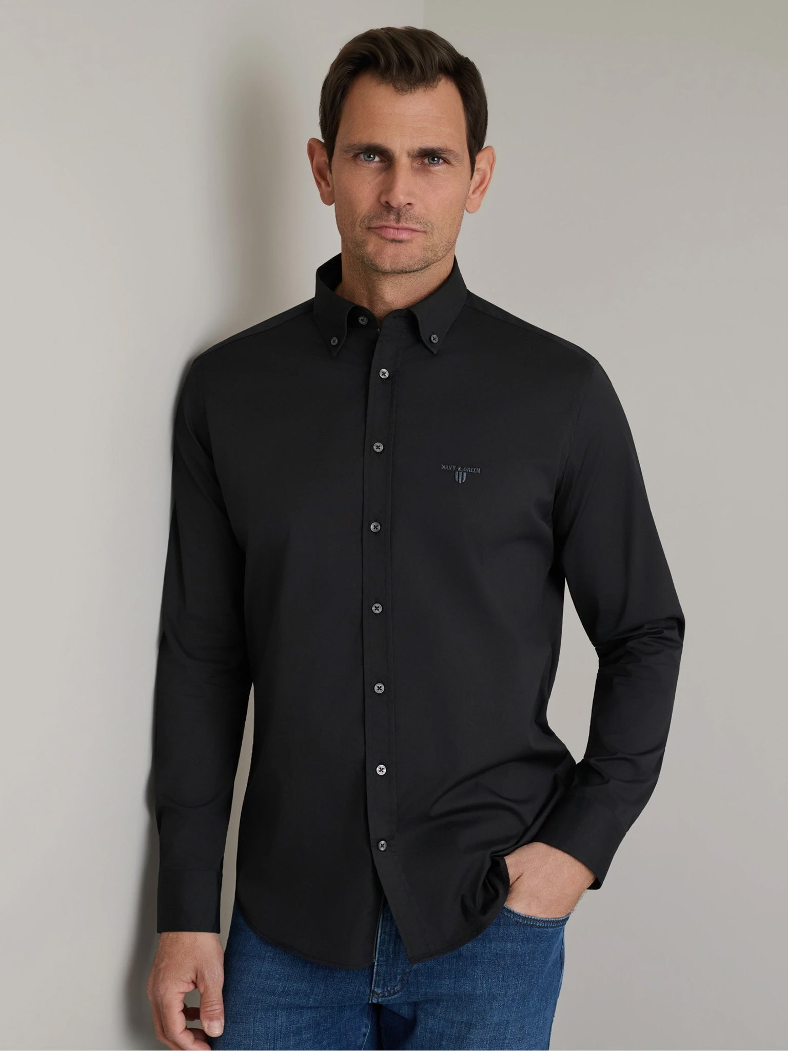 Ανδρικό πουκάμισο black 24NG.SD61/1B.8 | 24NG.SD61/1B.8