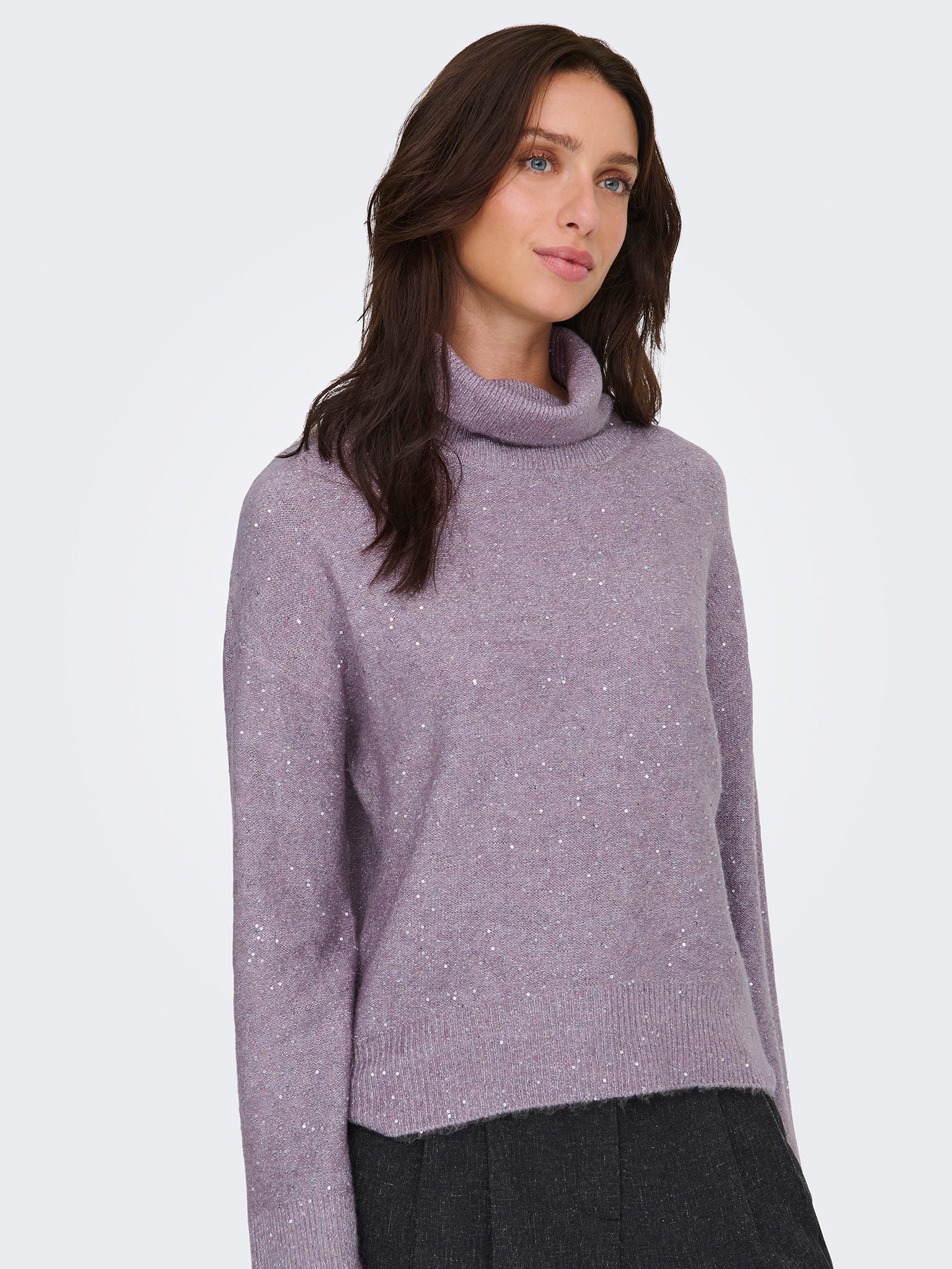 Γυναικεία μπλούζα γκλίτερ ONLARIZONA LS SEQUINS ROLLNECK PULL KNT 15358450 | 15358450