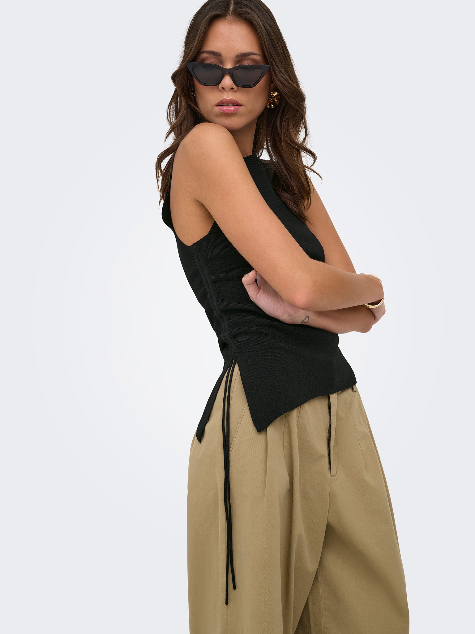 Γυναικεία μπλούζα πλεκτή ONLMILO SL O-NECK STRING TOP 15373285 | 15373285