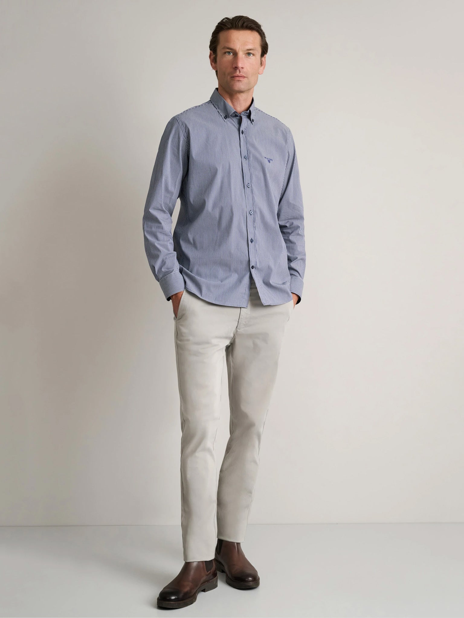 Ανδρικό πουκάμισο dark blue/white 24NG.CA260/1B | 24NG.CA260/1B