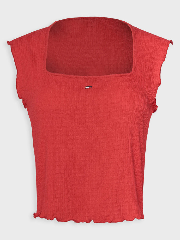 Γυναικεία μπλούζα γκοφρέ TJW SLIM SH SQUARE NCK SMOCK TOP DW0DW22220XK3 | DW0DW22220XK3