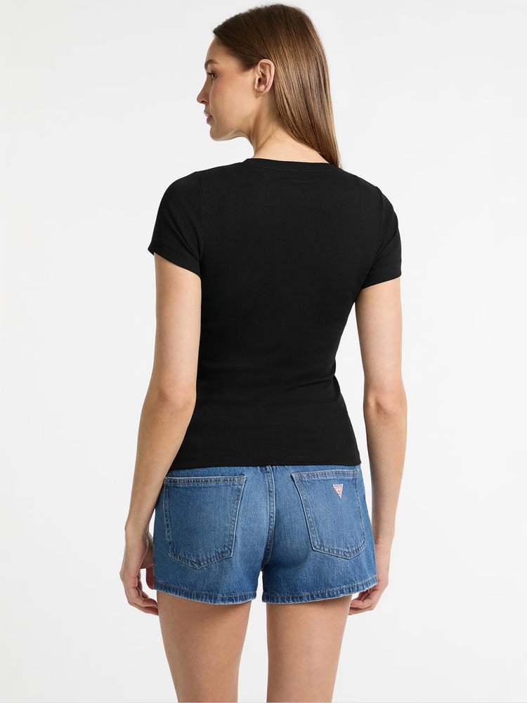 Γυναικείο t-shirt ριπ embro slim - organic cotton gunnar rib W5GP62KA0H1JBLK | W5GP62KA0H1JBLK
