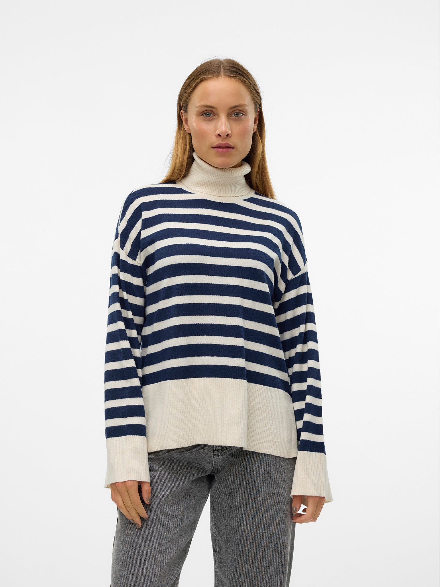 Γυναικεία μπλούζα ριγέ VMFANTASTIC LS ROLLNECK PULLOVER GA
