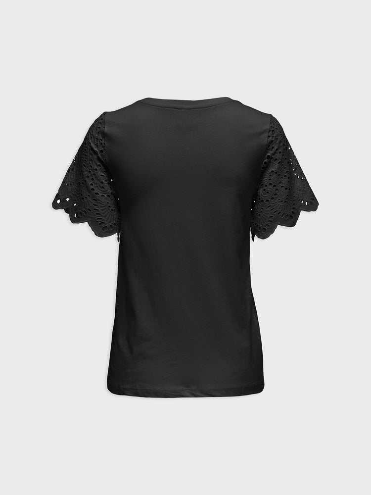 Γυναικείο t-shirt κιπούρ μανίκια ONLEBBA LIFE S/S LACE TOP JRS 15324887 | 15324887