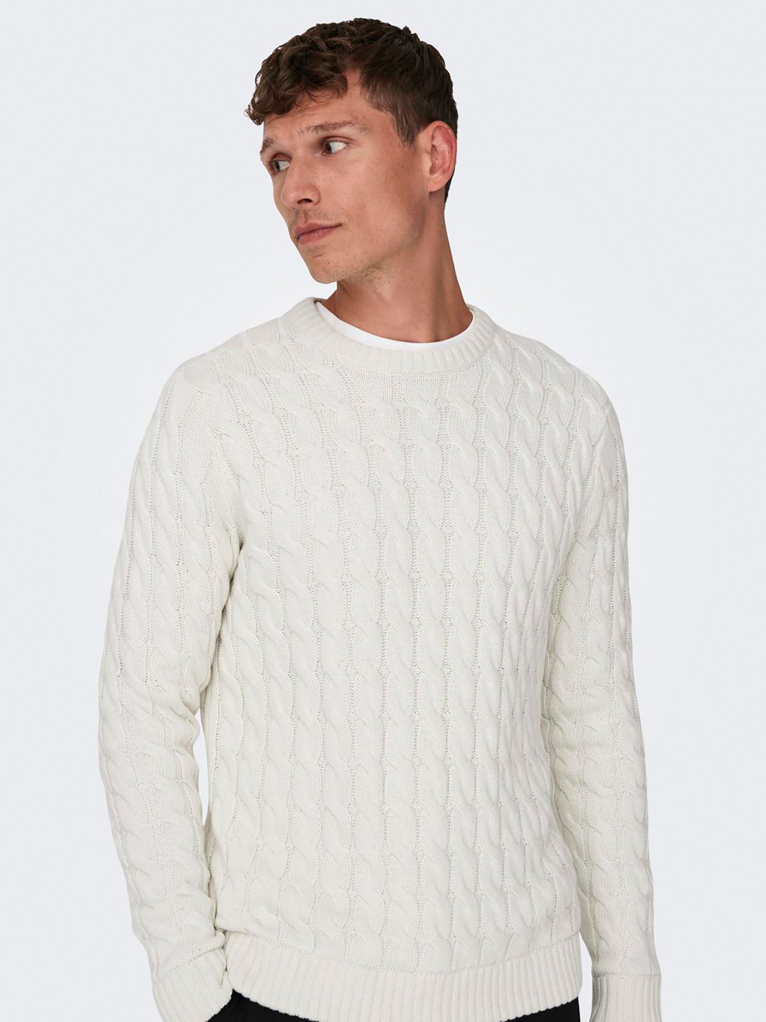 Ανδρική μπλούζα πλεκτή ONSKICKER LIFE REG 3 CABLE CREW KNIT 22026504 | 22026504