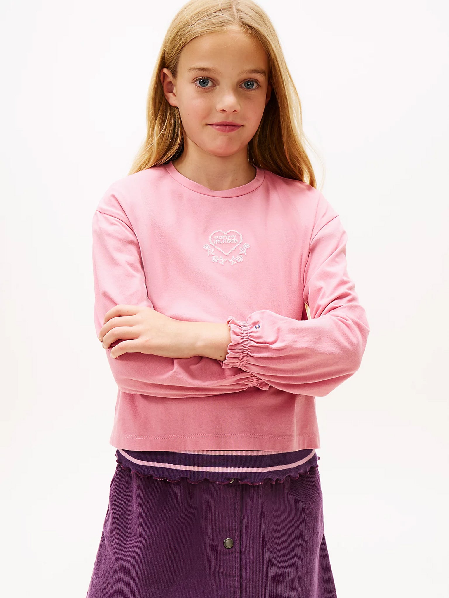 Παιδική μπλούζα μακό EMBROIDERED HEART TEE L/S KG0KG08811THC | KG0KG08811THC