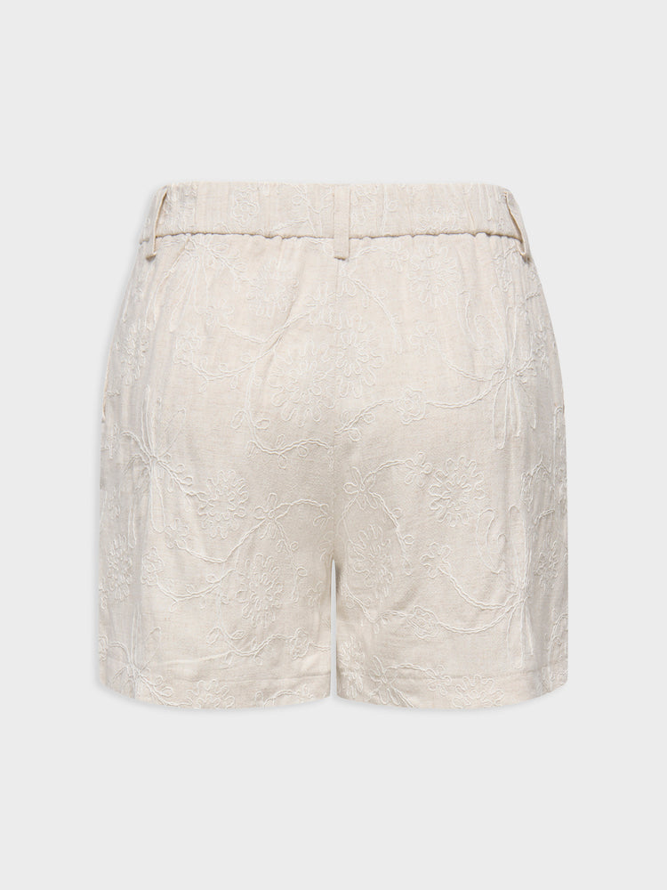 Γυναικείο σορτς λινό ONLSIESTA HW LINEN BL EMB SHORTS 15374119 | 15374119