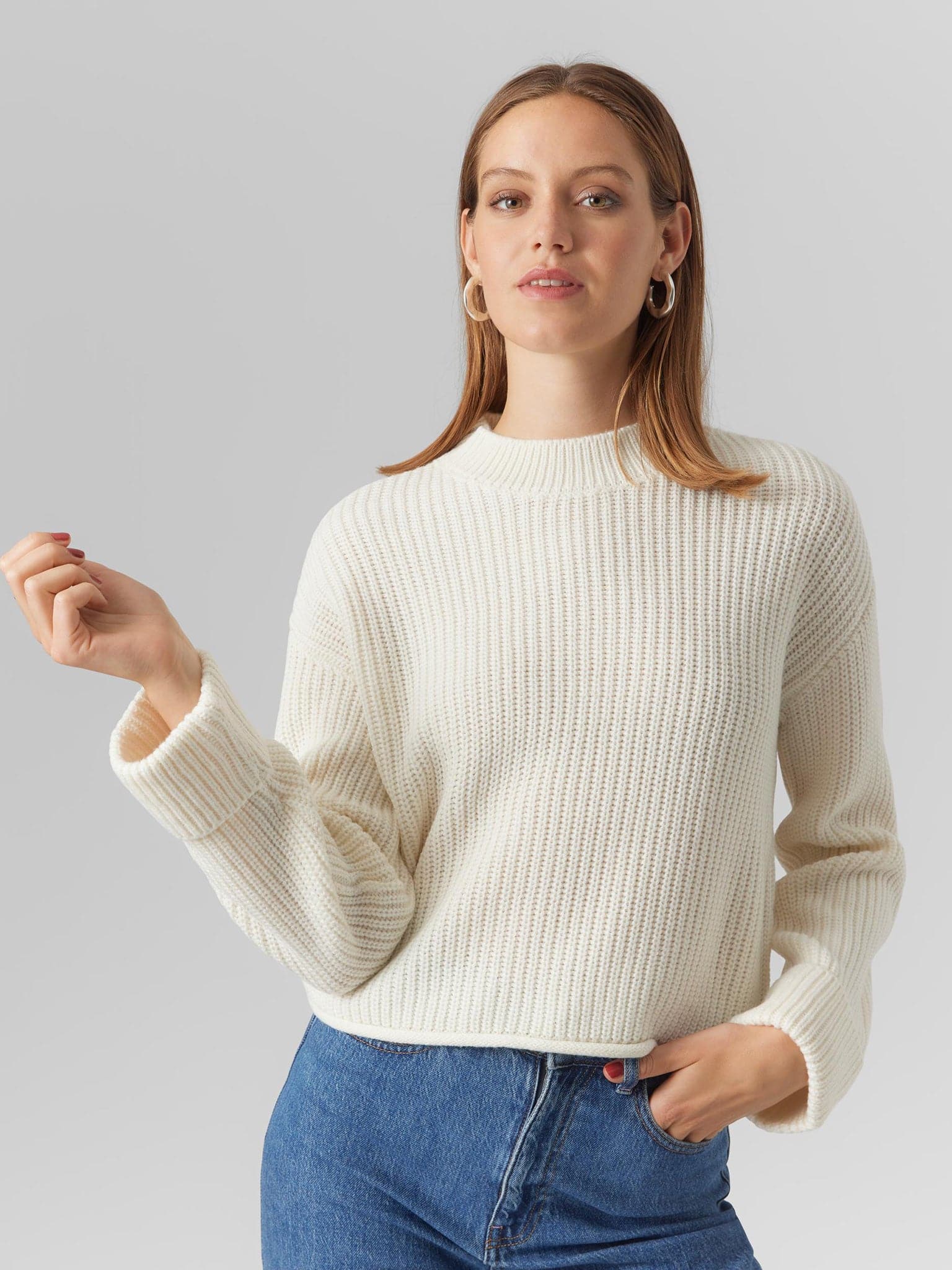 Γυναικεία μπλούζα VMSAYLA FOLD LS O-NECK PULLOVER 10290615 | 10290615