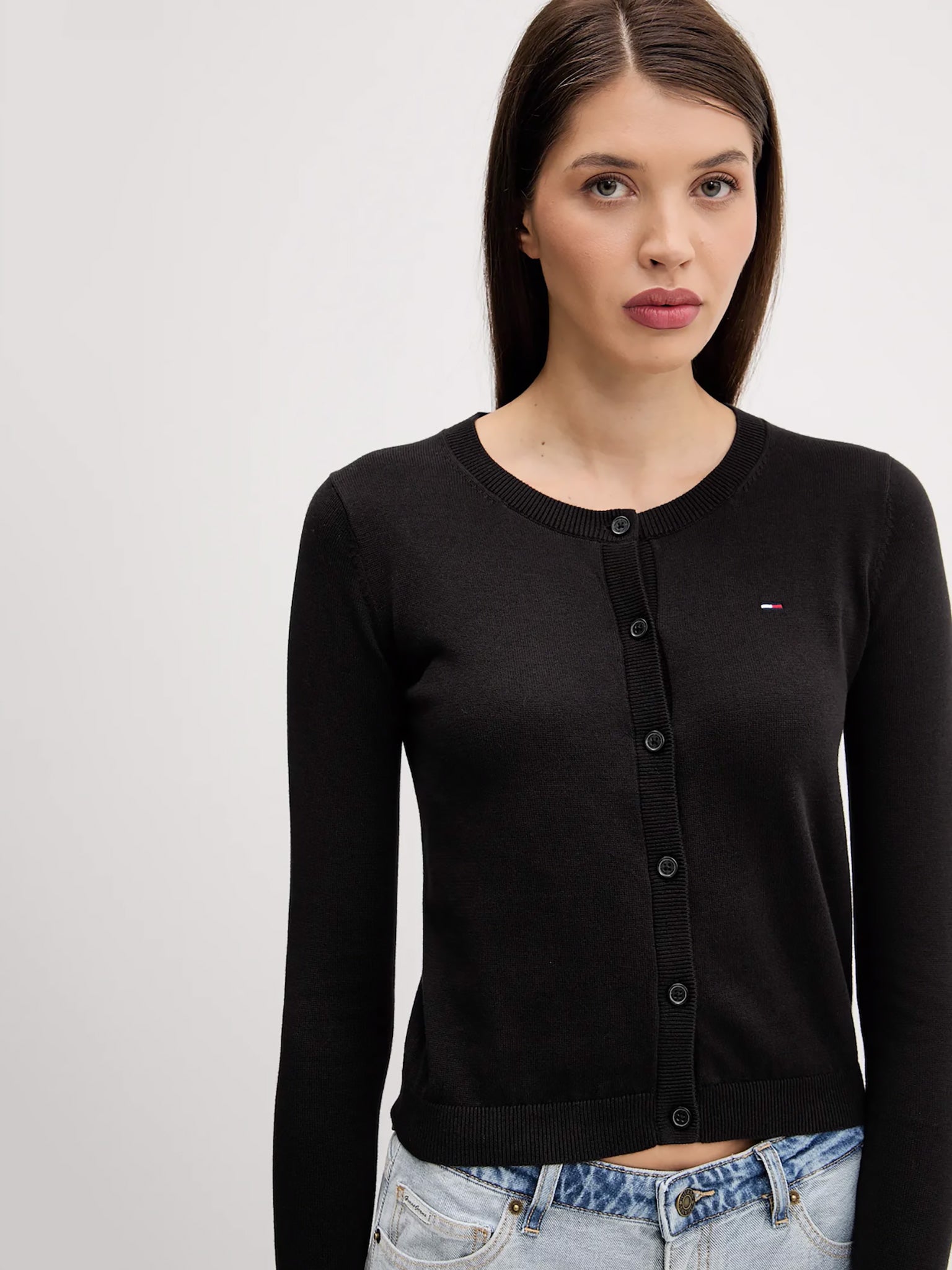 Γυναικεία ζακέτα ψιλή πλέξη TJW ESSENTIAL CREW NECK CARDIGAN DW0DW20976BDS | DW0DW20976BDS
