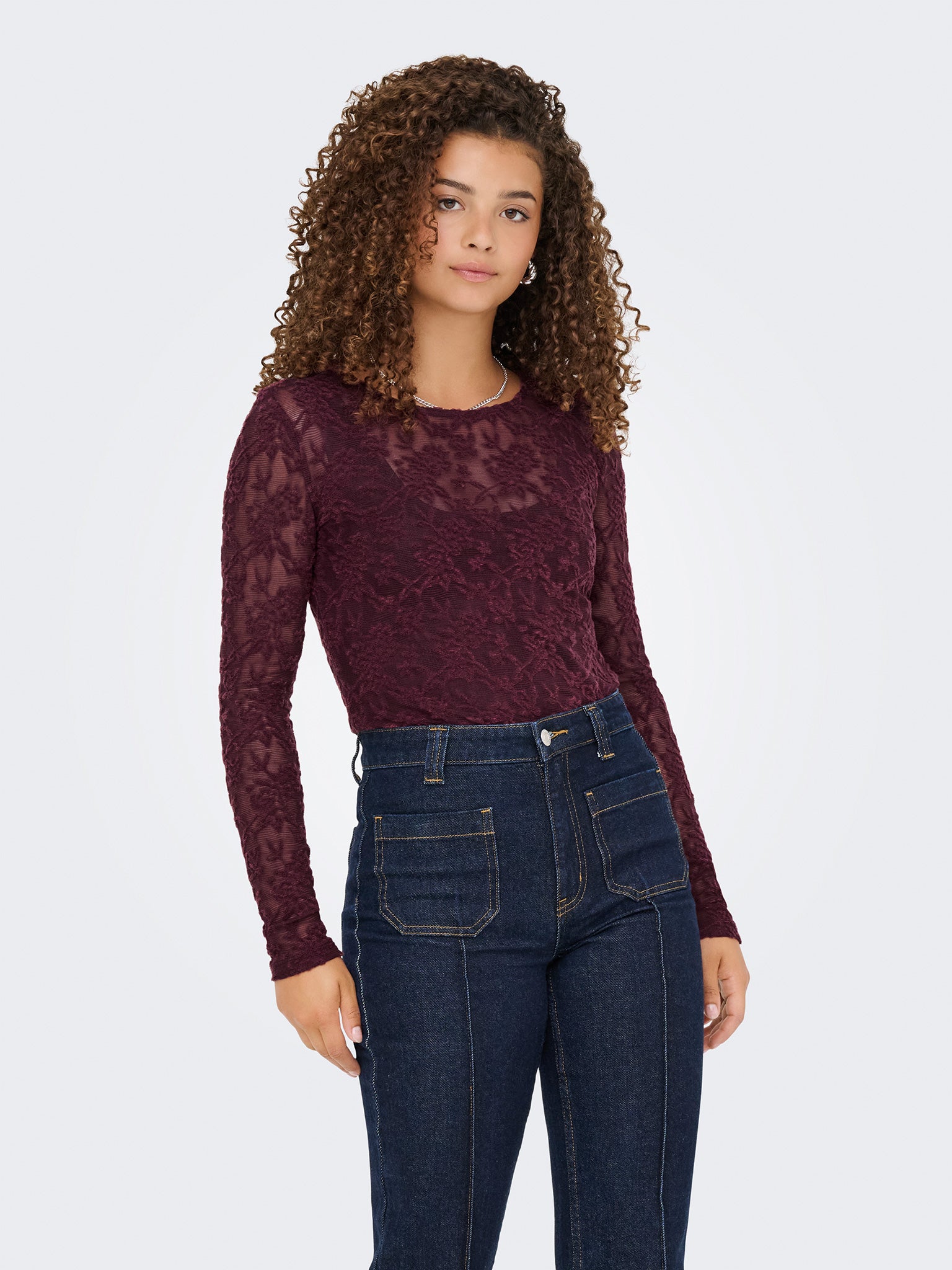 Γυναικεία μπλούζα με διαφάνεια ONLBLAISE L/S TOP JRS 15356155 | 15356155