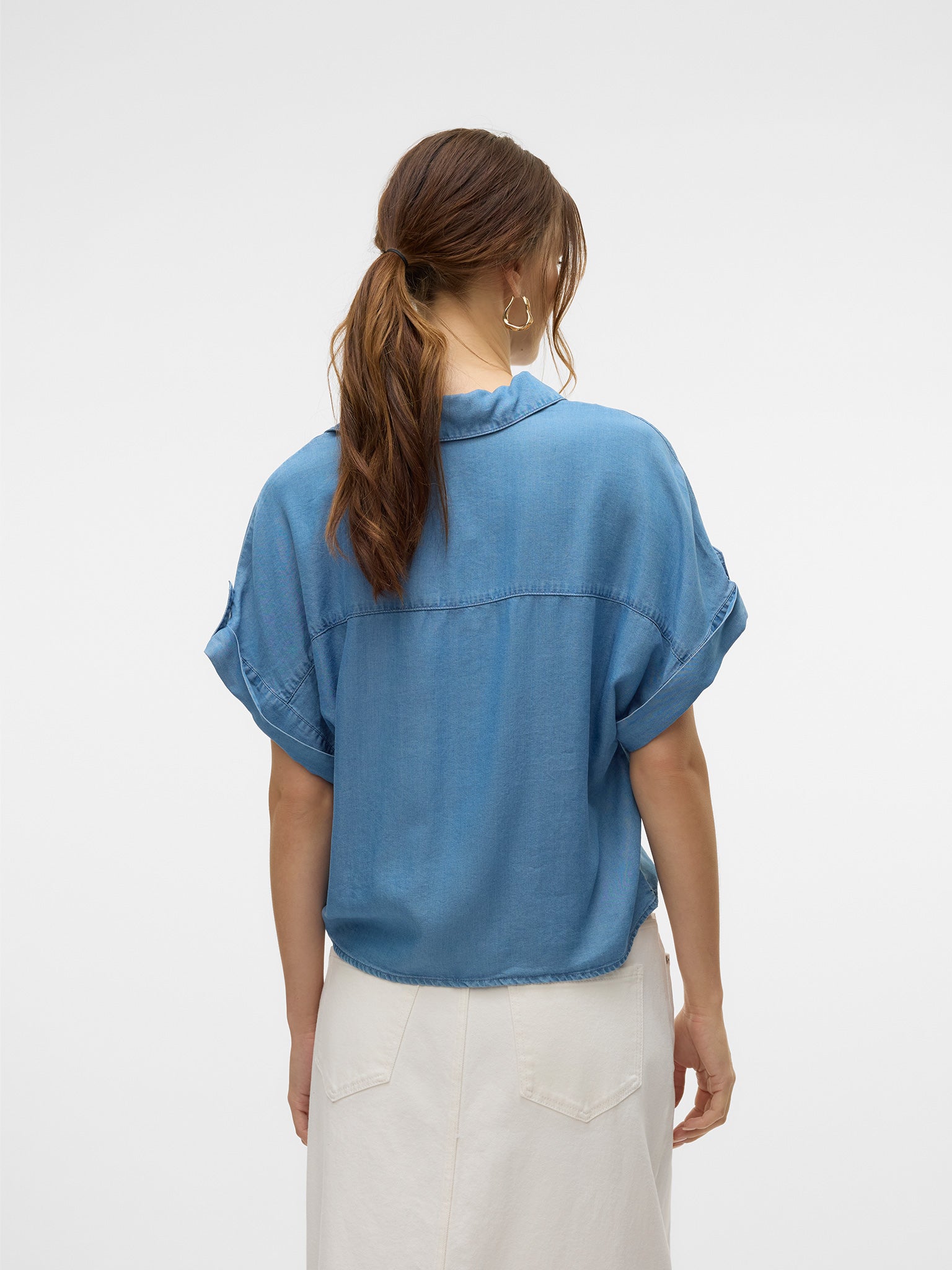 Γυναικείο πουκάμισο τζιν VMFLEUR SS BOW TENCEL SHIRT 10326059 | 10326059
